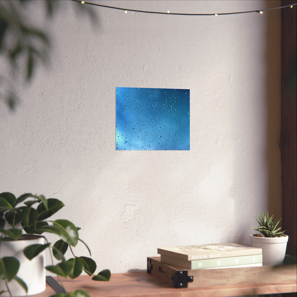 Blue Raindrops Fine Art Poster — Original Nature Photography