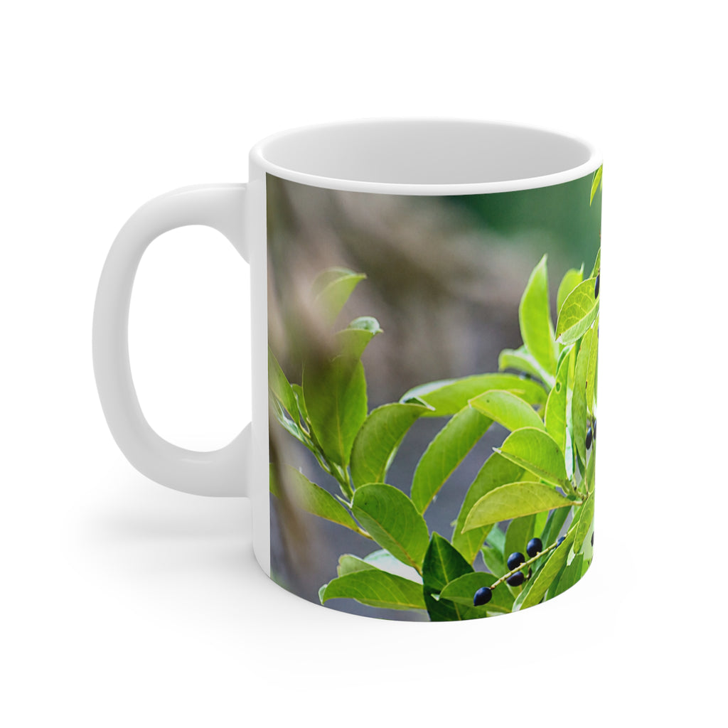 Green Leaves & Berries Botanical Photo Mug