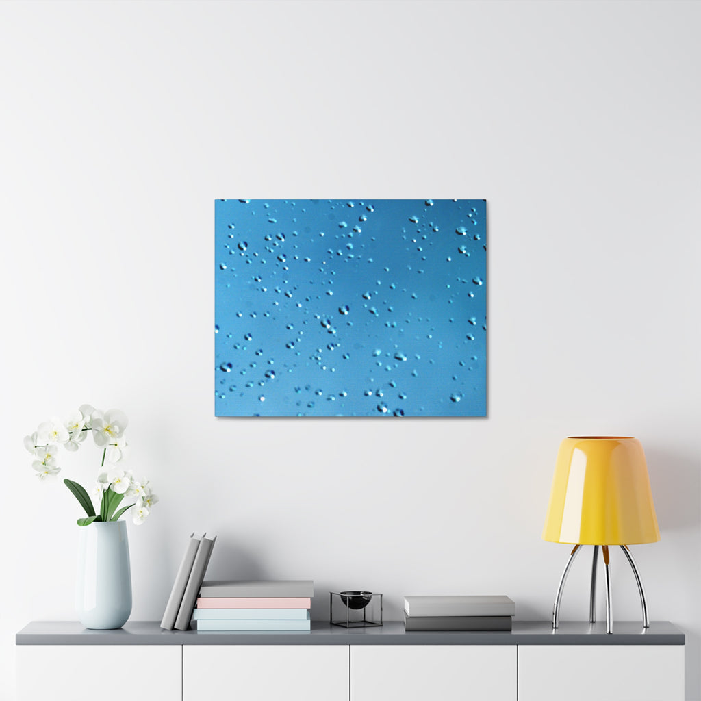 Blue Raindrops Stretched Canvas — Original Nature Photography