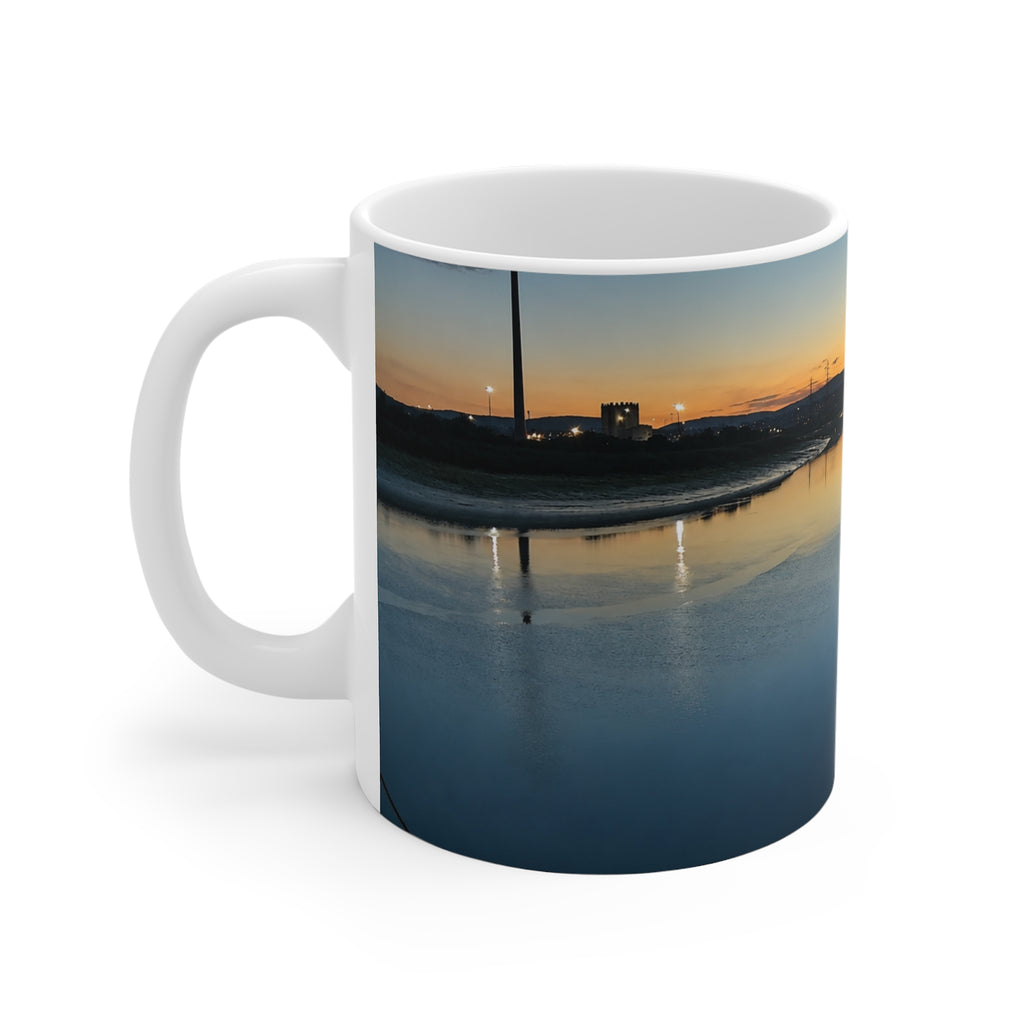 Limited edition Newport Docks sunset photography mug — 11 oz ceramic product view
