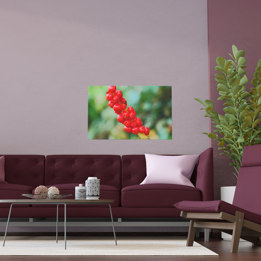 Red berry botanical nature photography silk poster — Nature Noticed
