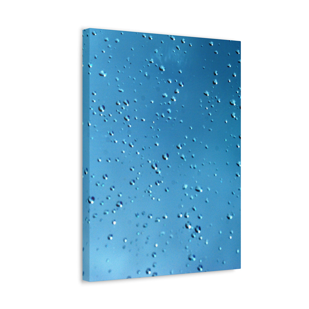 Blue Raindrops Stretched Canvas — Original Nature Photography