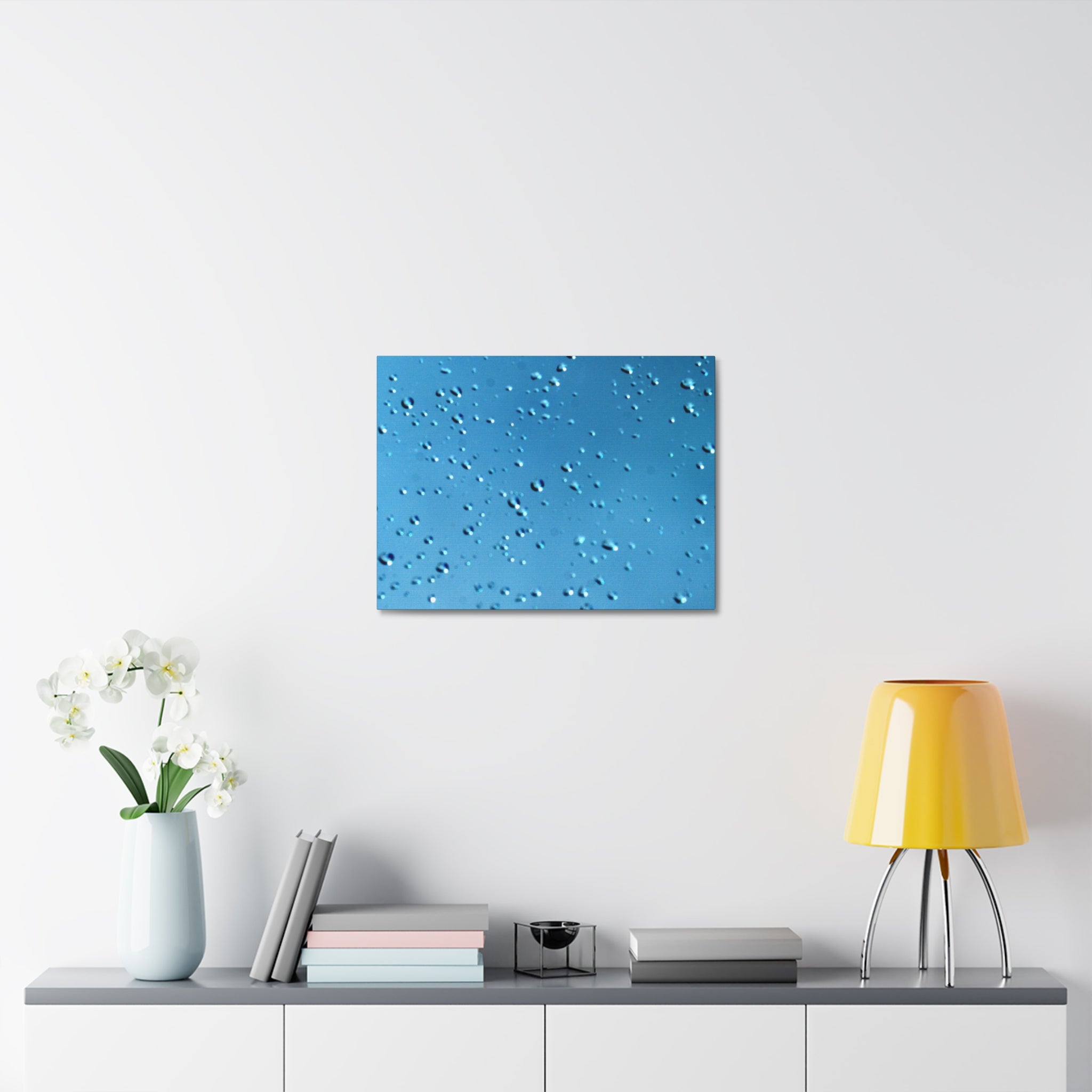 Blue Raindrops Stretched Canvas — Original Nature Photography