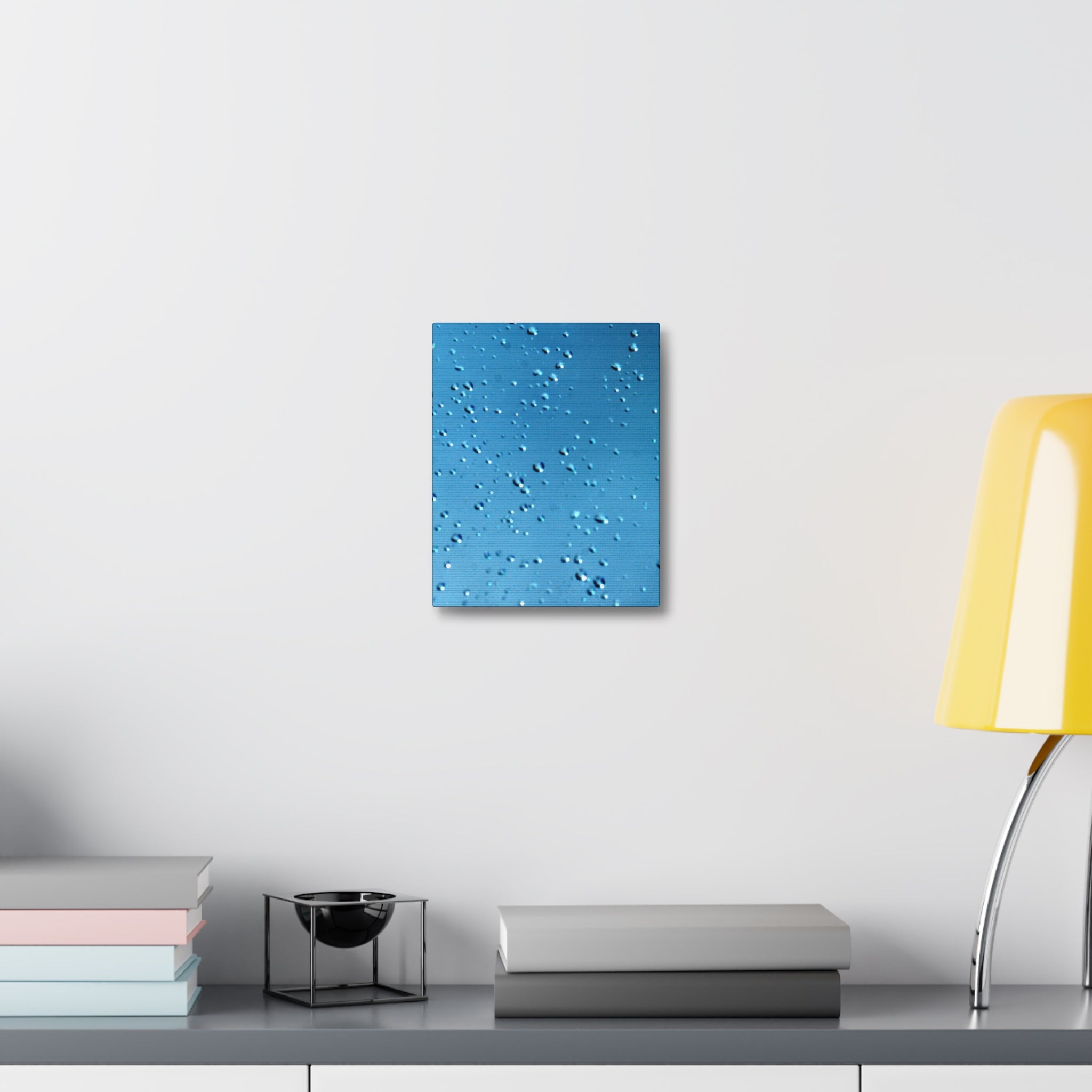 Blue Raindrops Stretched Canvas — Original Nature Photography