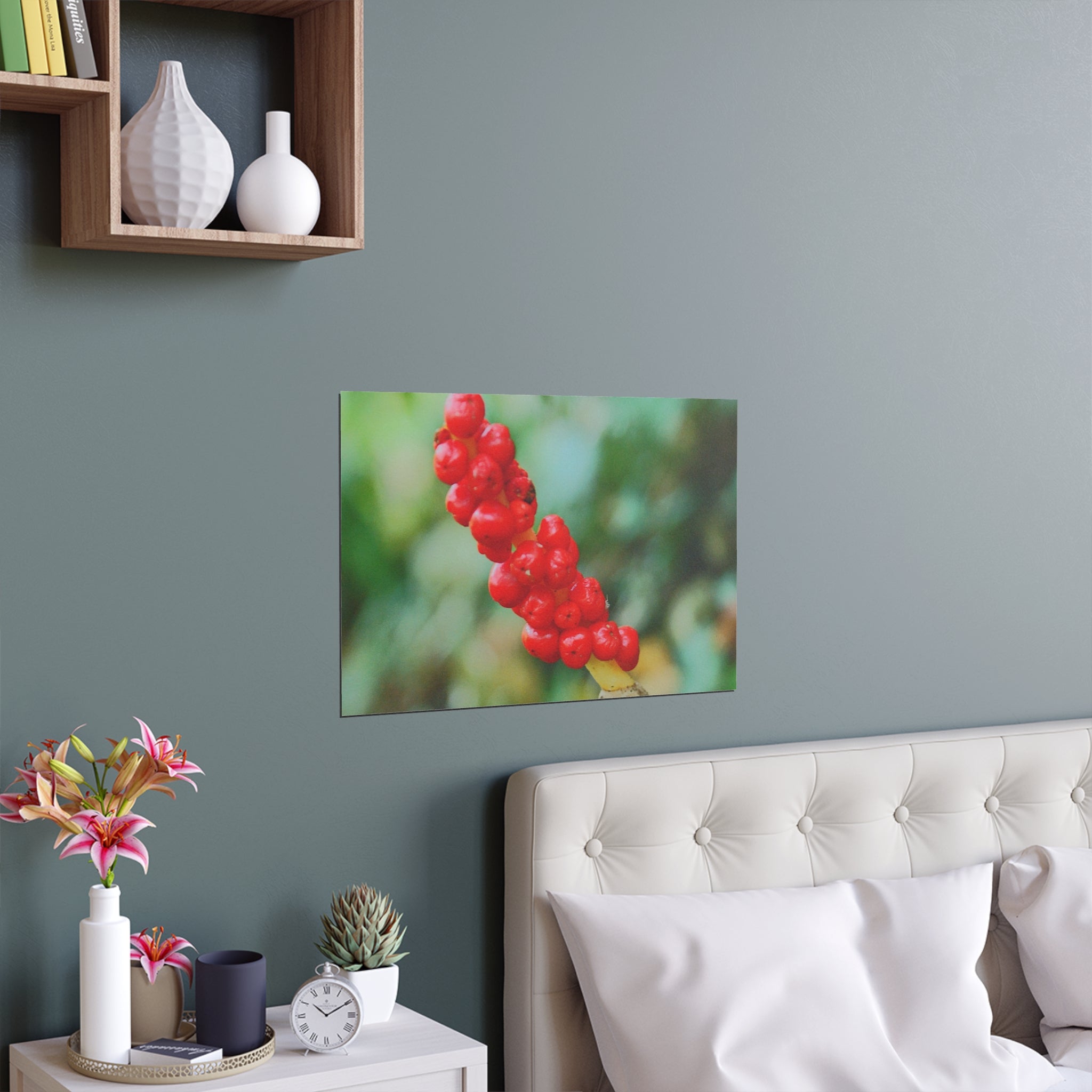 Red berry botanical nature photography silk poster — Nature Noticed