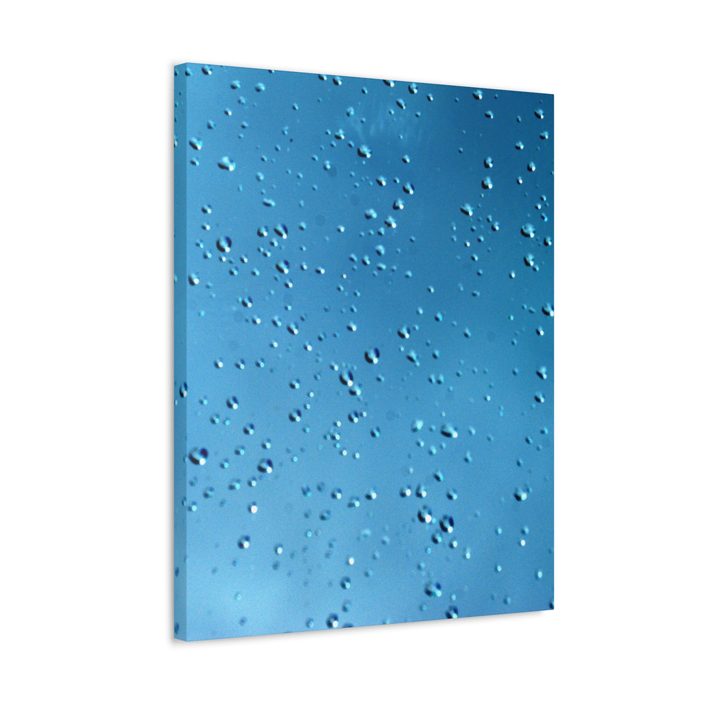 Blue Raindrops Stretched Canvas — Original Nature Photography