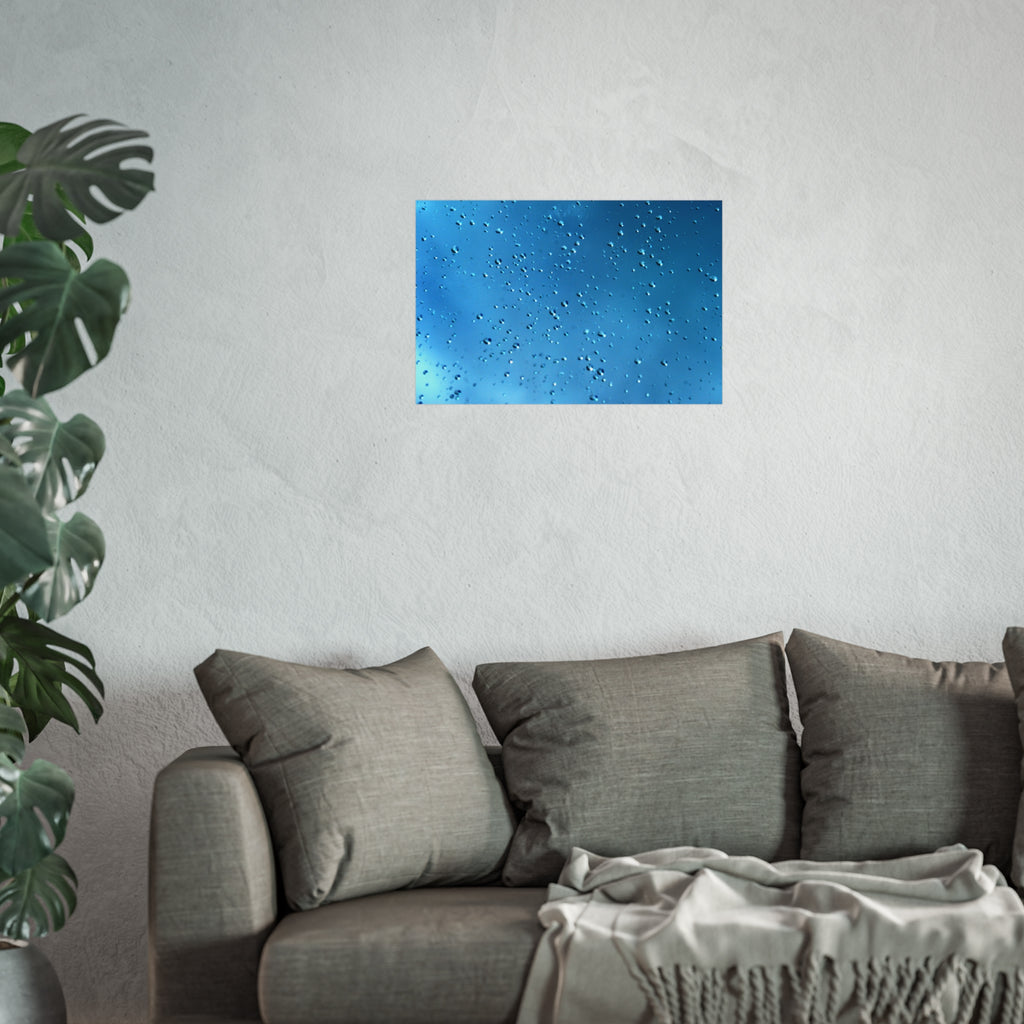 Blue Raindrops Fine Art Poster — Original Nature Photography