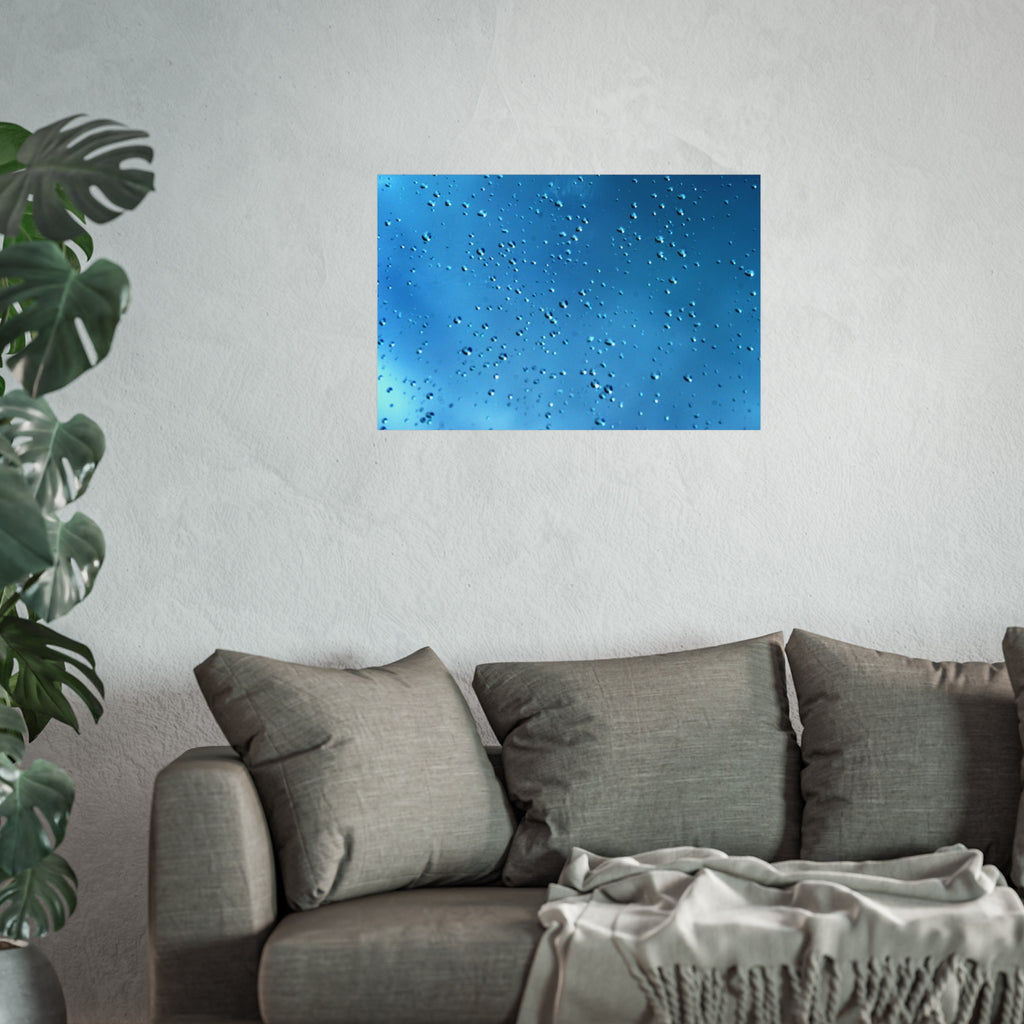 Blue Raindrops Fine Art Poster — Original Nature Photography