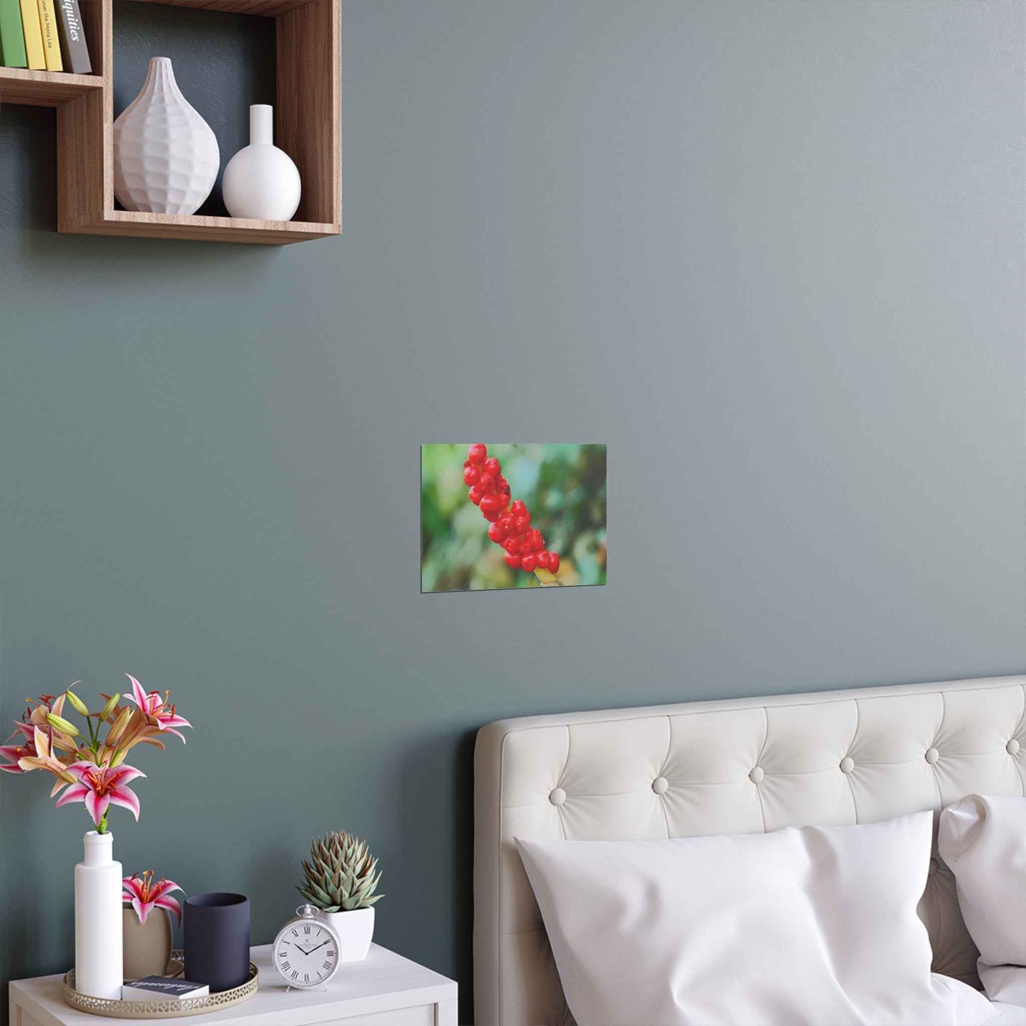 Red berry botanical nature photography silk poster — Nature Noticed