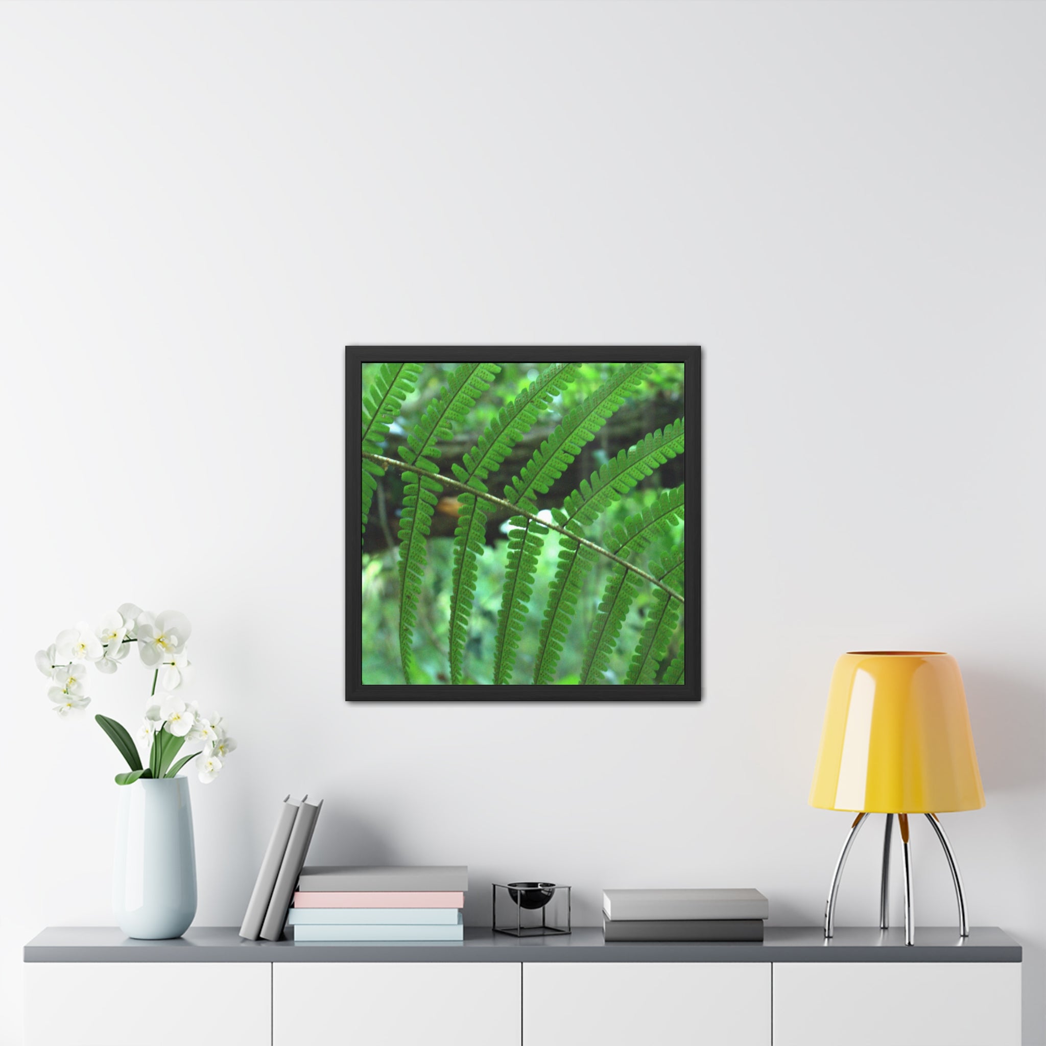 Green Fern Framed Poster — Original Botanical Photography