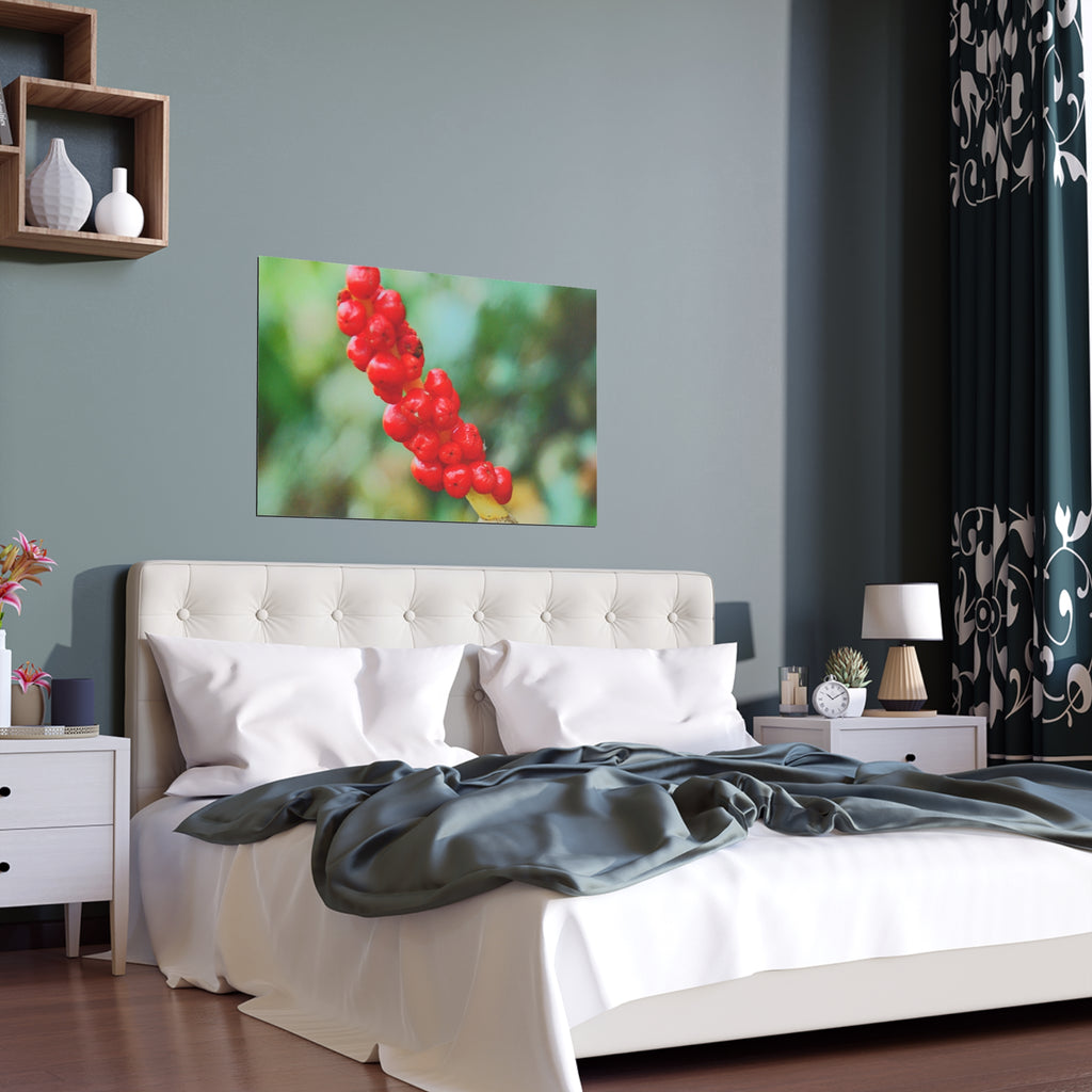 Red berry botanical nature photography silk poster — Nature Noticed