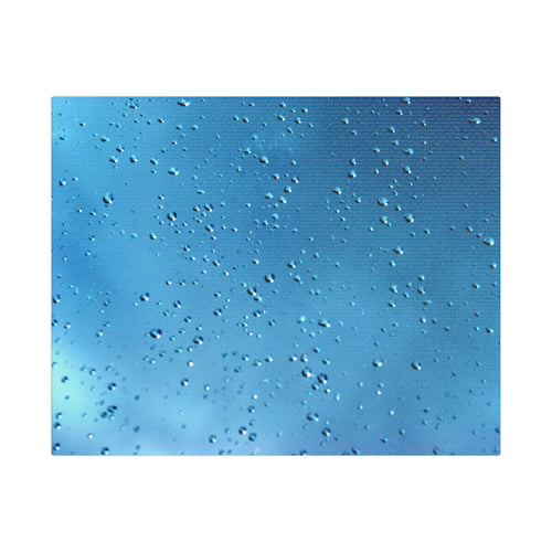 Blue Raindrops original nature photography satin stretched canvas