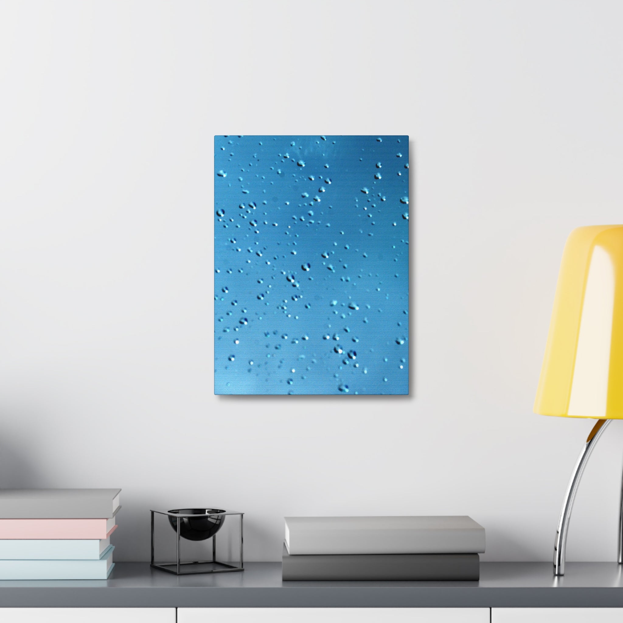 Blue Raindrops Stretched Canvas — Original Nature Photography