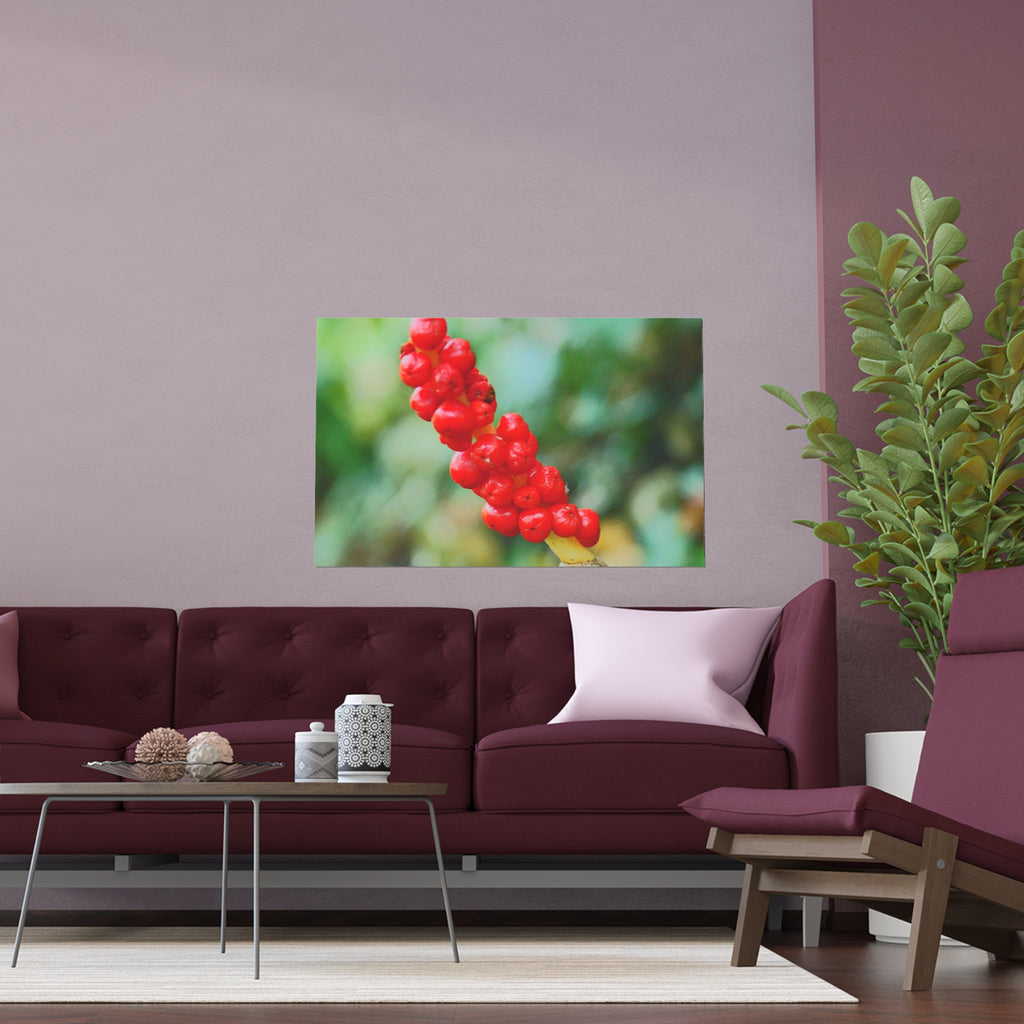 Red berry botanical nature photography silk poster — Nature Noticed