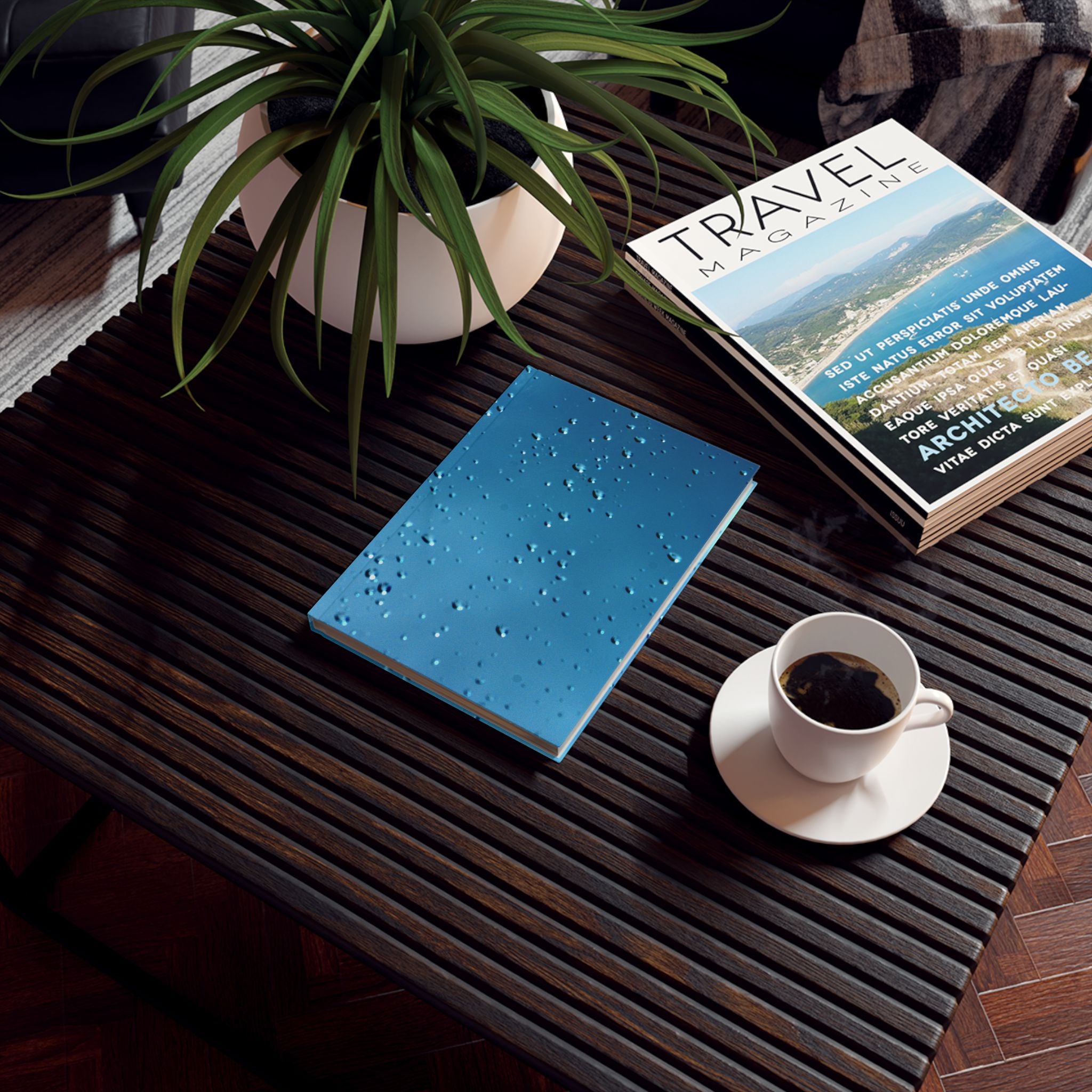 Blue Raindrops Hardback Journal — Original Nature Photography