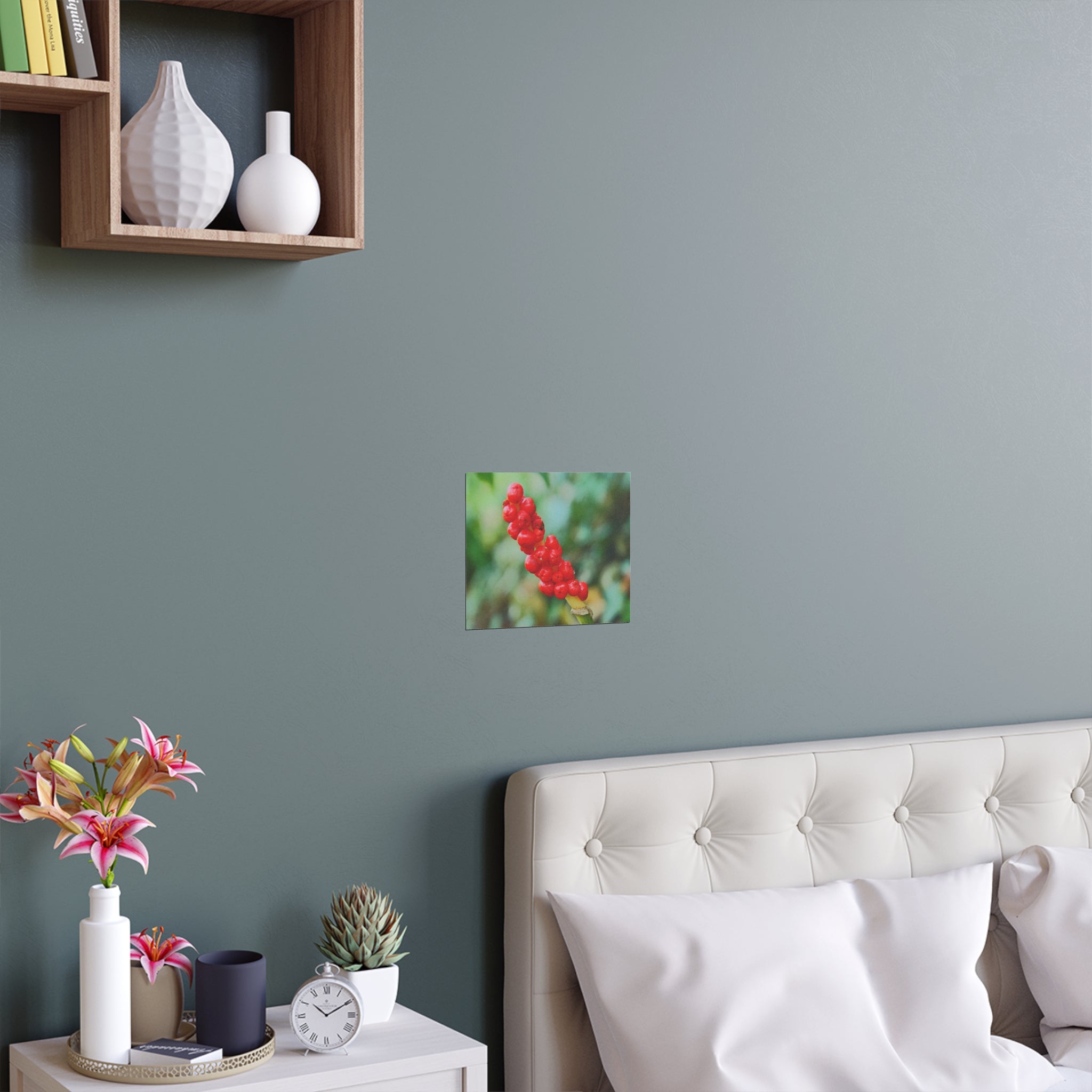 Red berry botanical nature photography silk poster — Nature Noticed