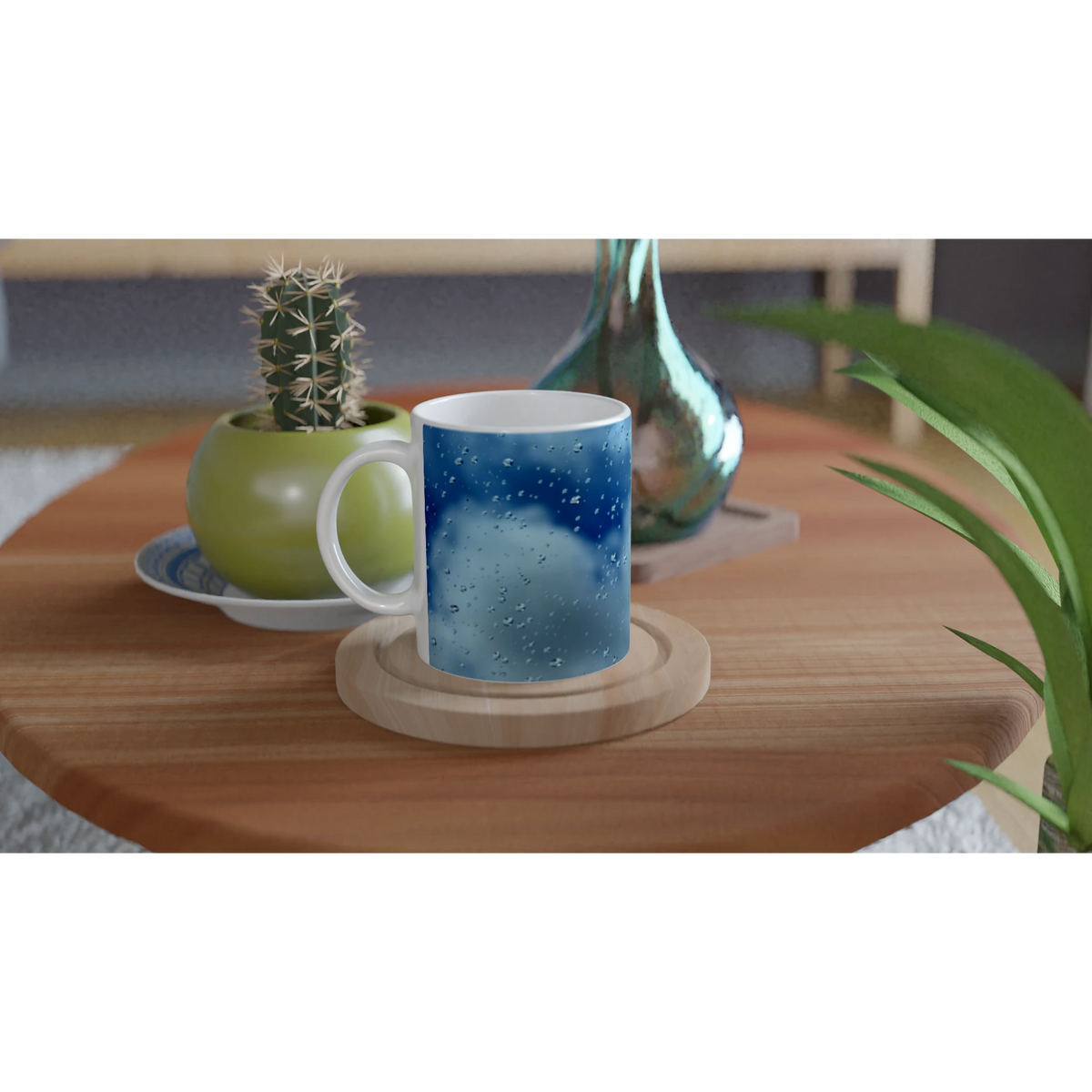 Blue Raindrop nature photography mug — Nature Noticed product mockup