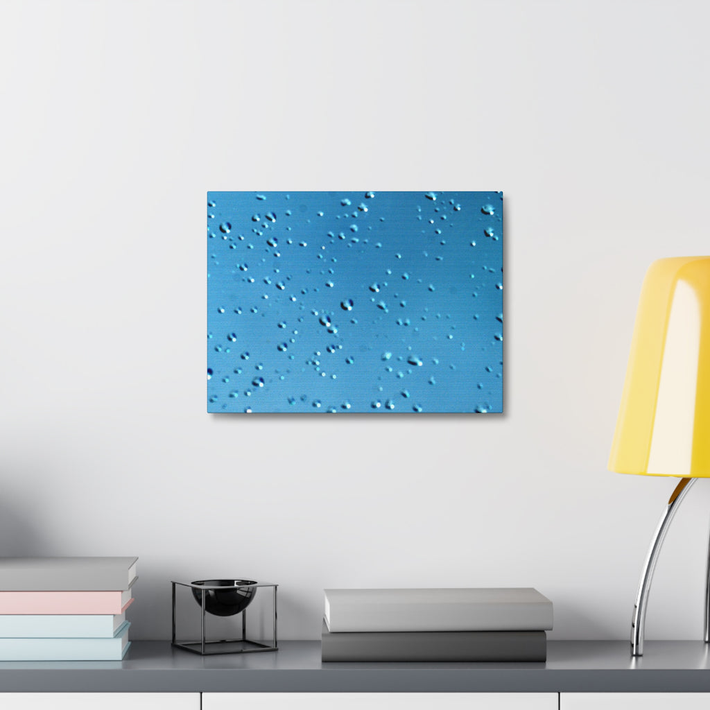 Blue Raindrops Stretched Canvas — Original Nature Photography