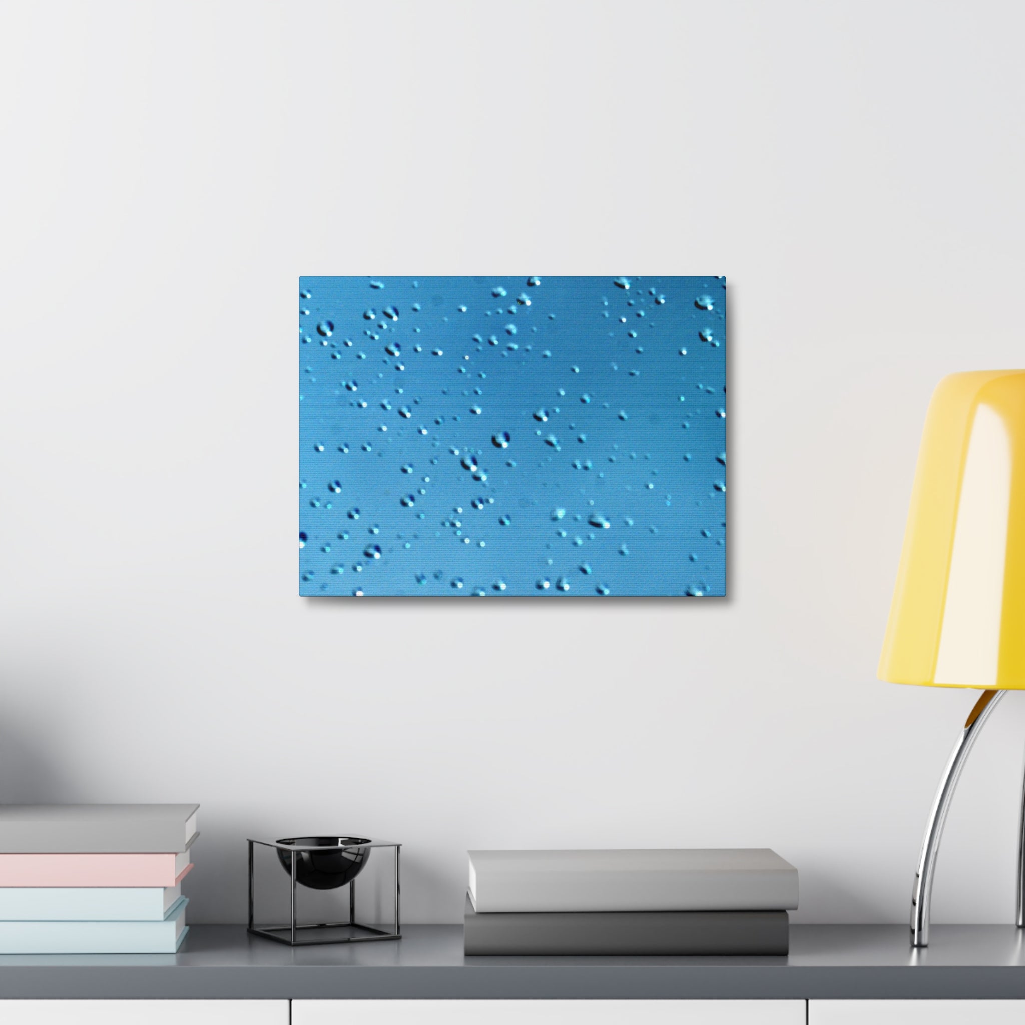 Blue Raindrops Stretched Canvas — Original Nature Photography