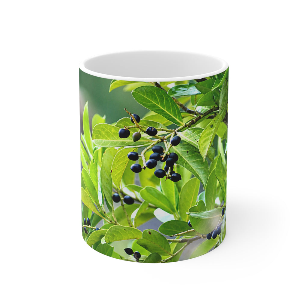 Green Leaves & Berries Botanical Photo Mug