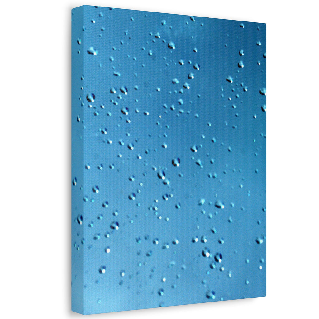 Blue Raindrops Stretched Canvas — Original Nature Photography