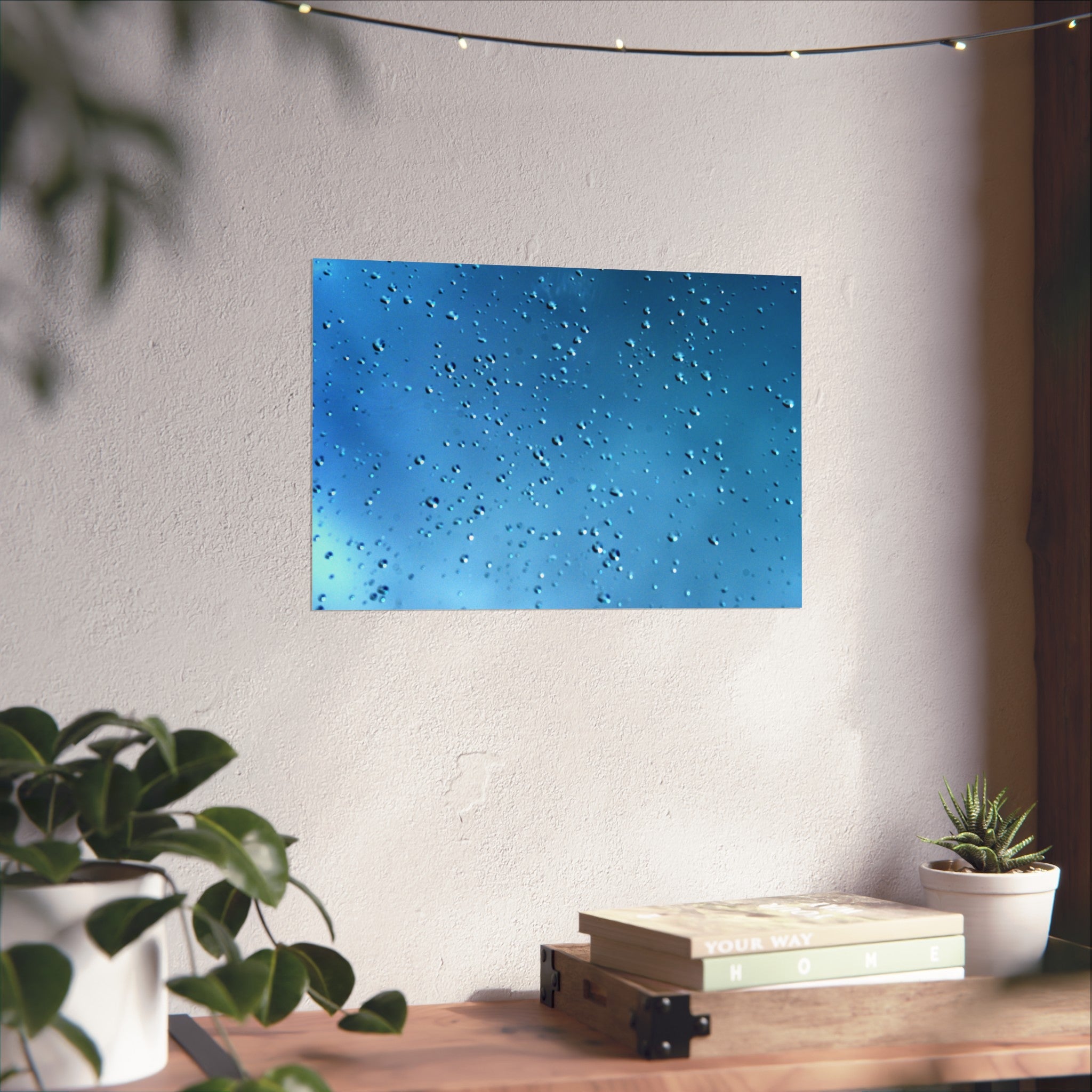 Blue Raindrops Fine Art Poster — Original Nature Photography