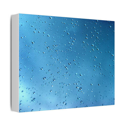 Alternate view of Blue Raindrops Satin Stretched Canvas