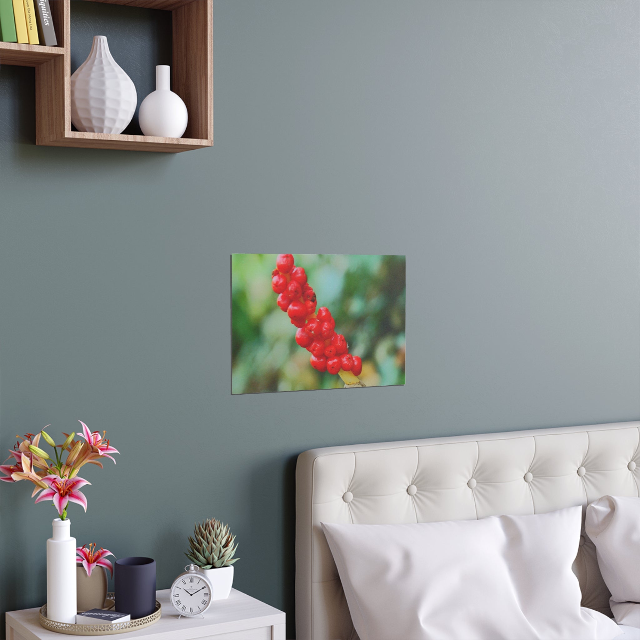 Red berry botanical nature photography silk poster — Nature Noticed
