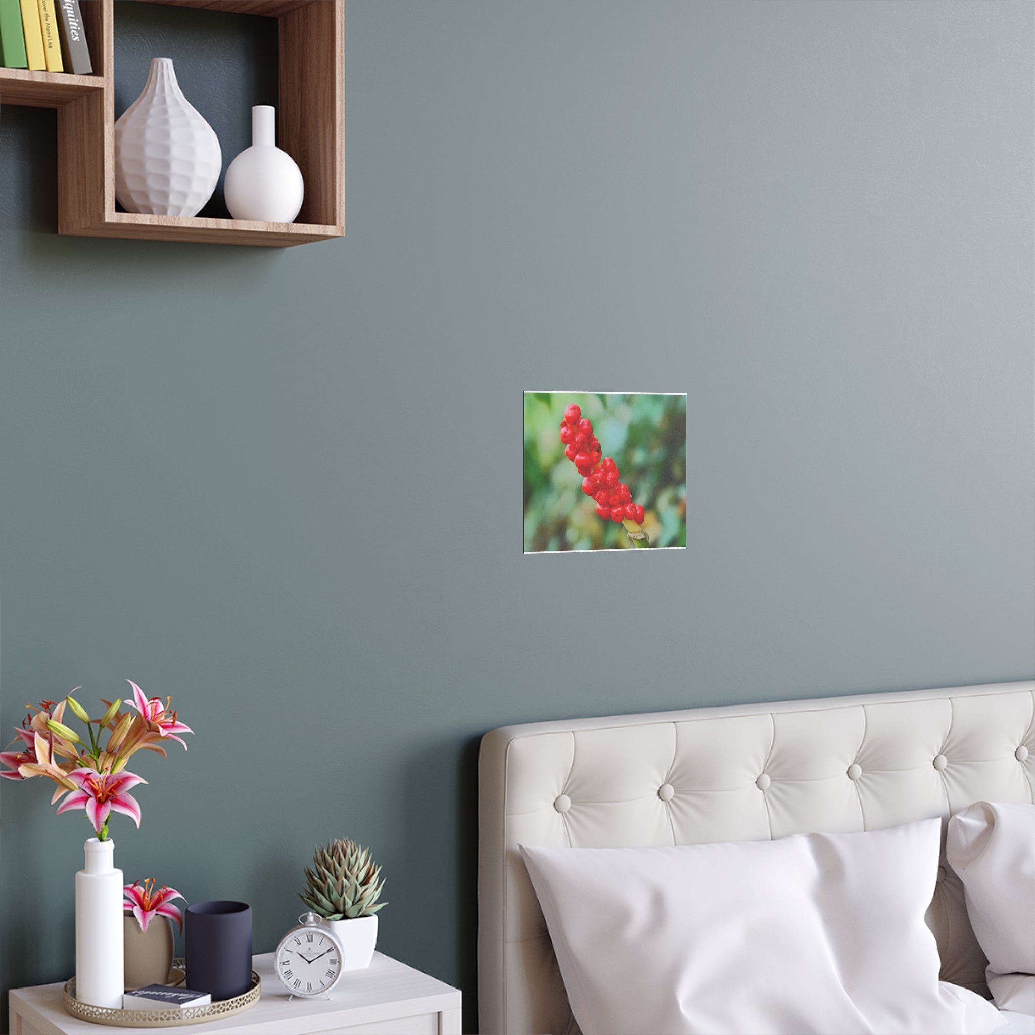 Red berry botanical nature photography silk poster — Nature Noticed