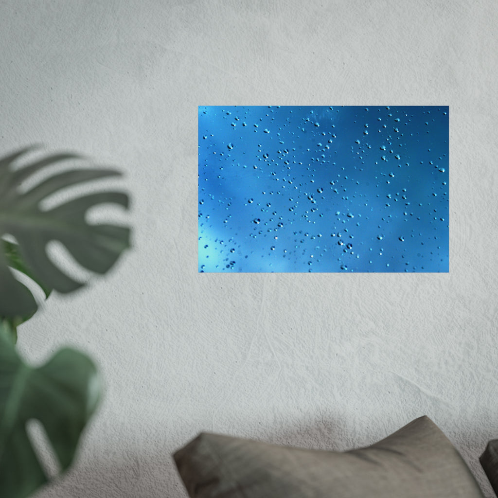 Blue Raindrops Fine Art Poster — Original Nature Photography
