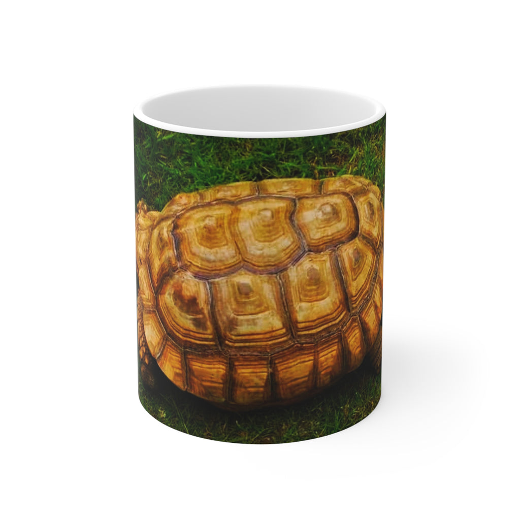 Tortoise nature photograph on an 11 oz white ceramic mug