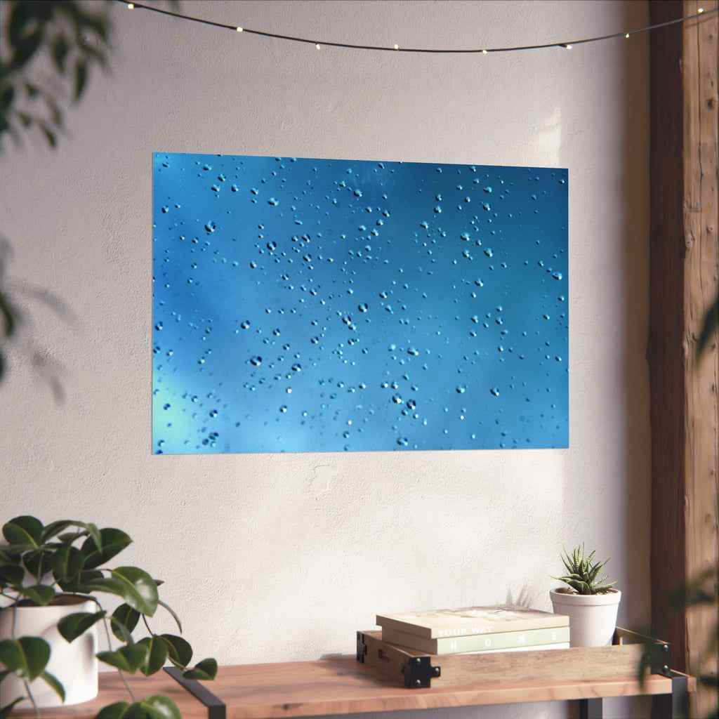 Blue Raindrops Fine Art Poster — Original Nature Photography