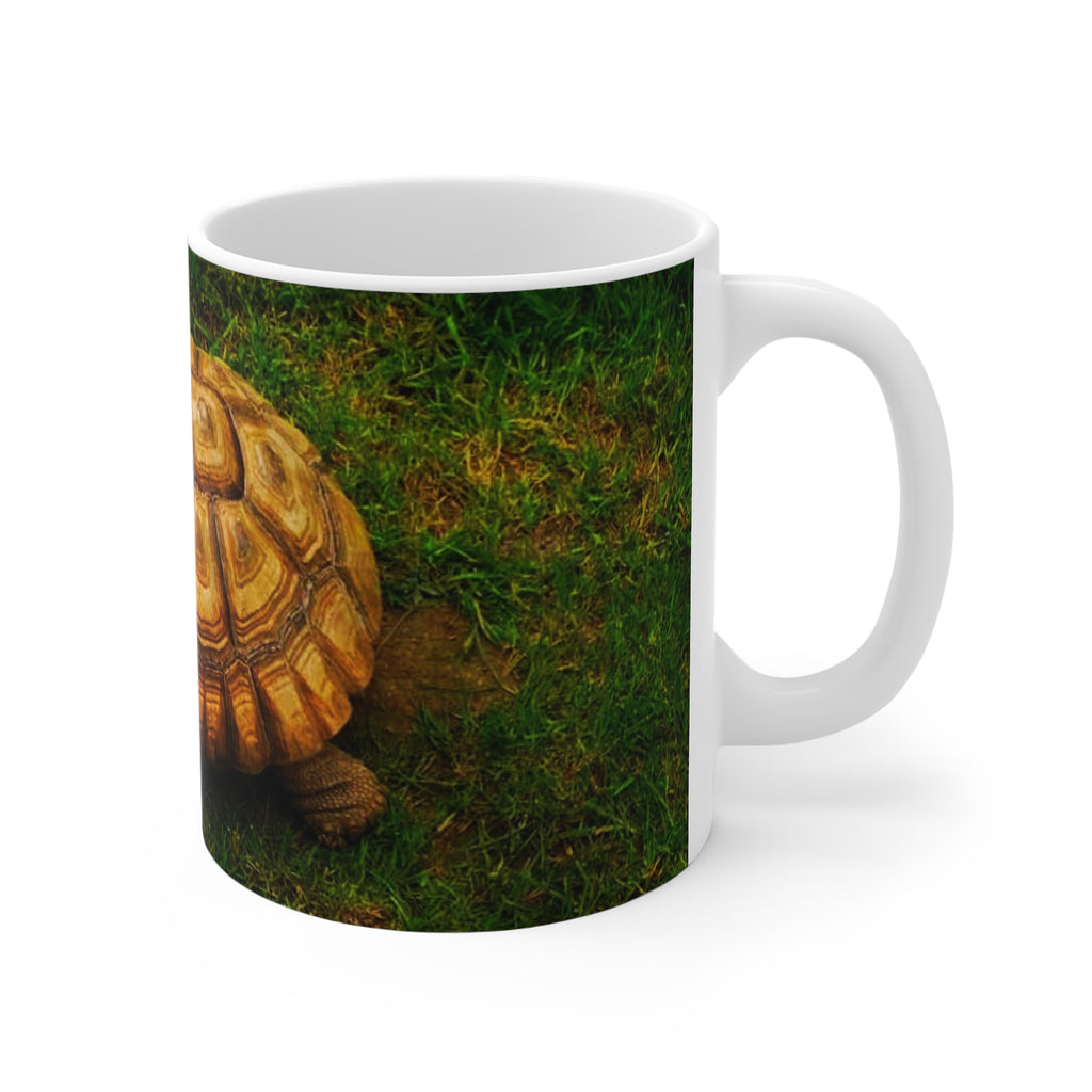 11 oz ceramic mug featuring an original tortoise nature photograph