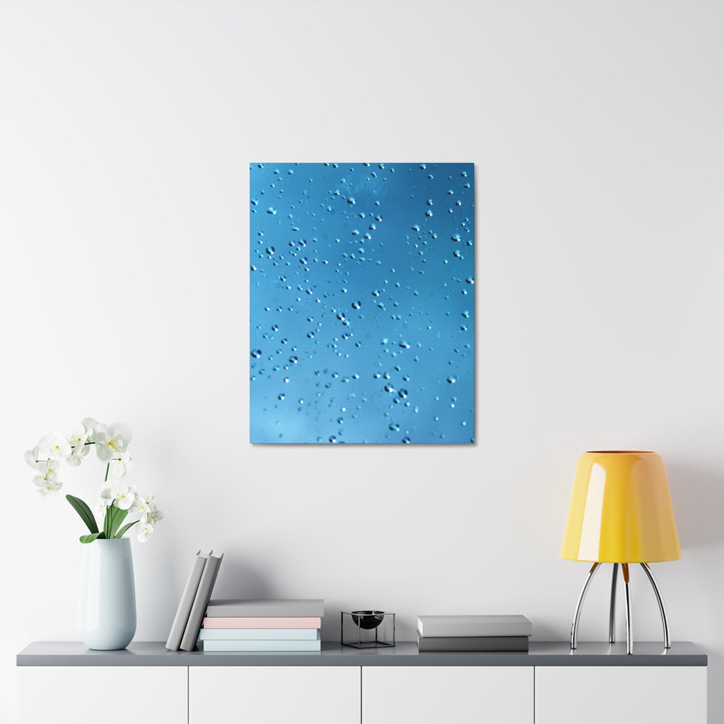 Blue Raindrops Stretched Canvas — Original Nature Photography