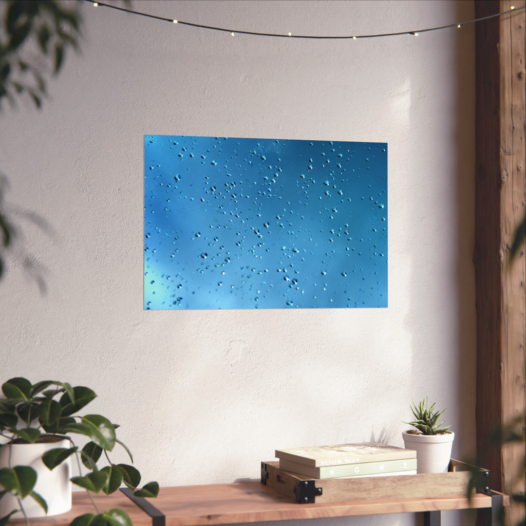 Blue Raindrops Fine Art Poster — Original Nature Photography