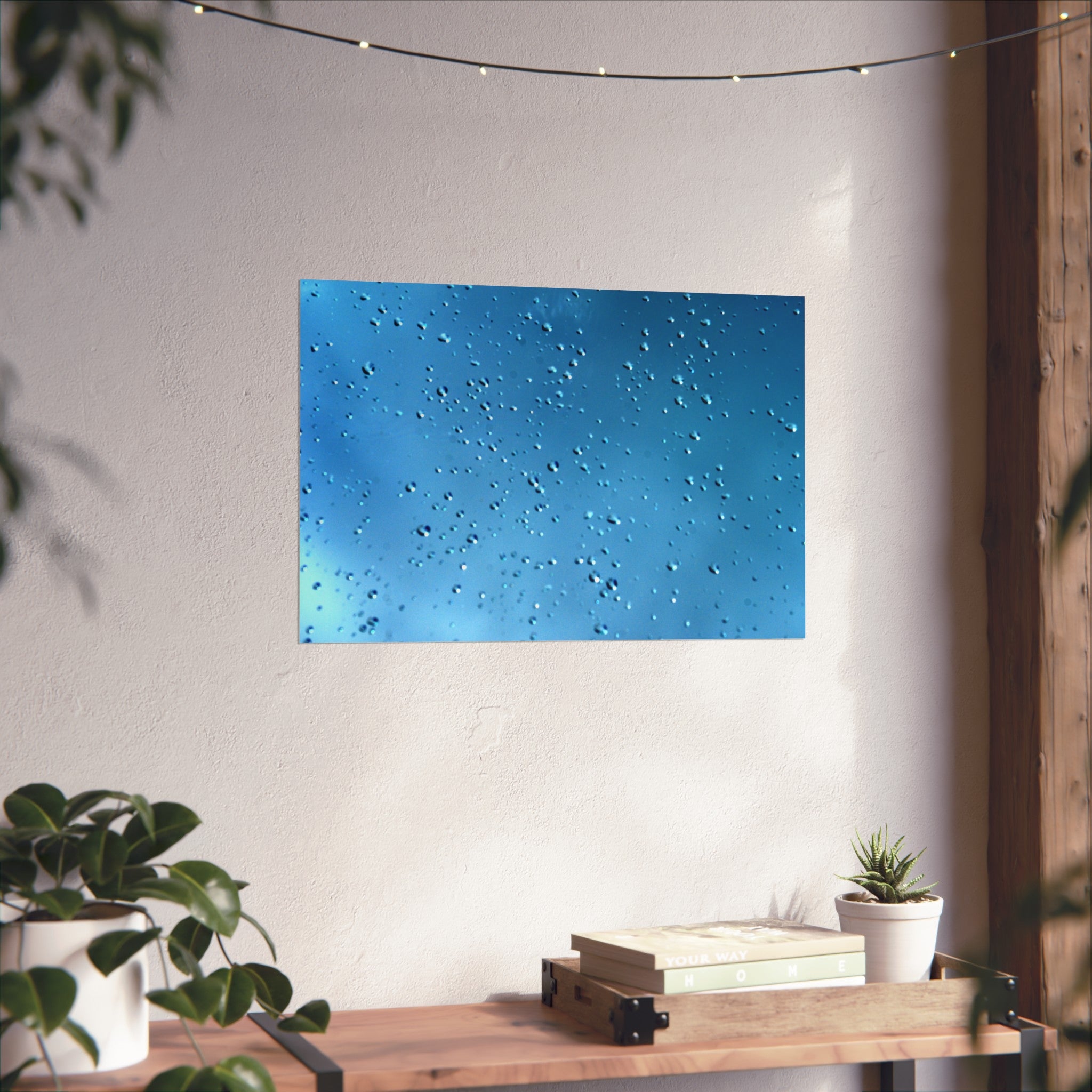 Blue Raindrops Fine Art Poster — Original Nature Photography