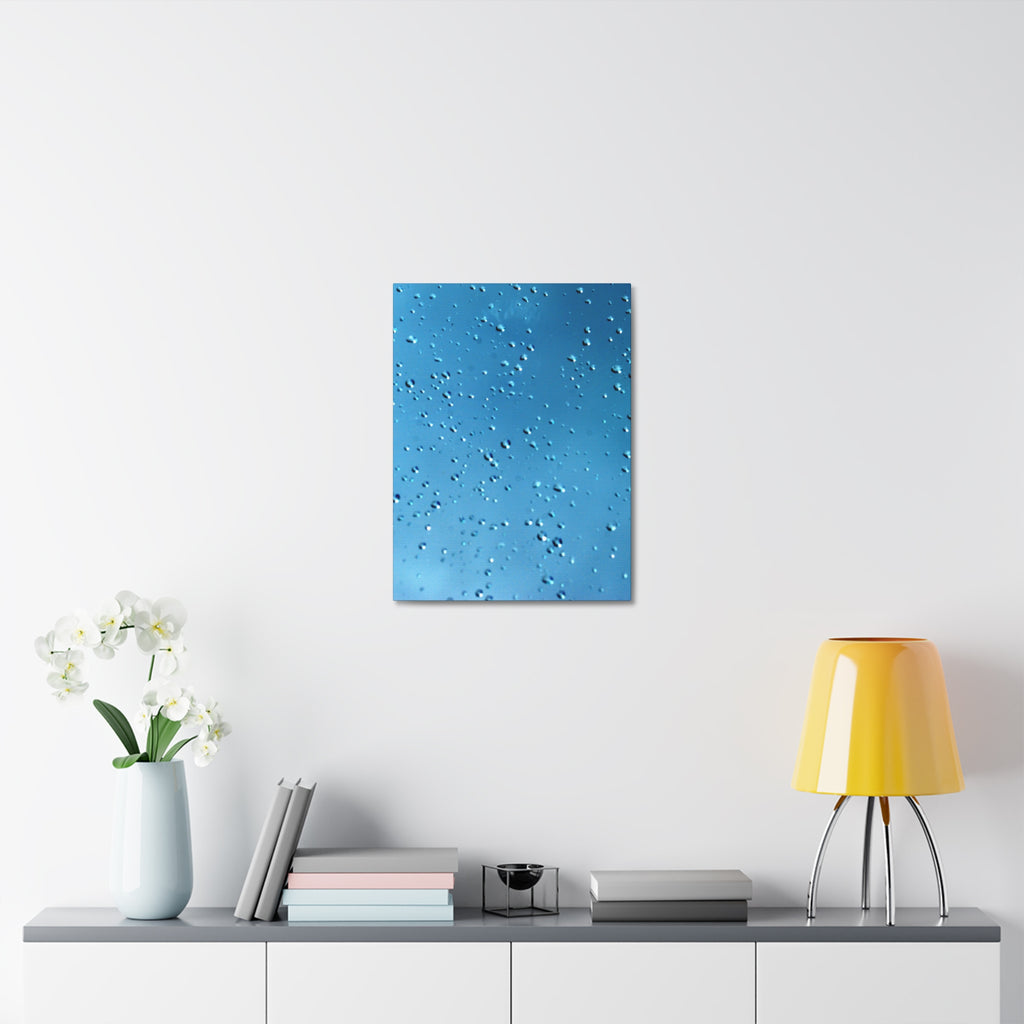Blue Raindrops Stretched Canvas — Original Nature Photography