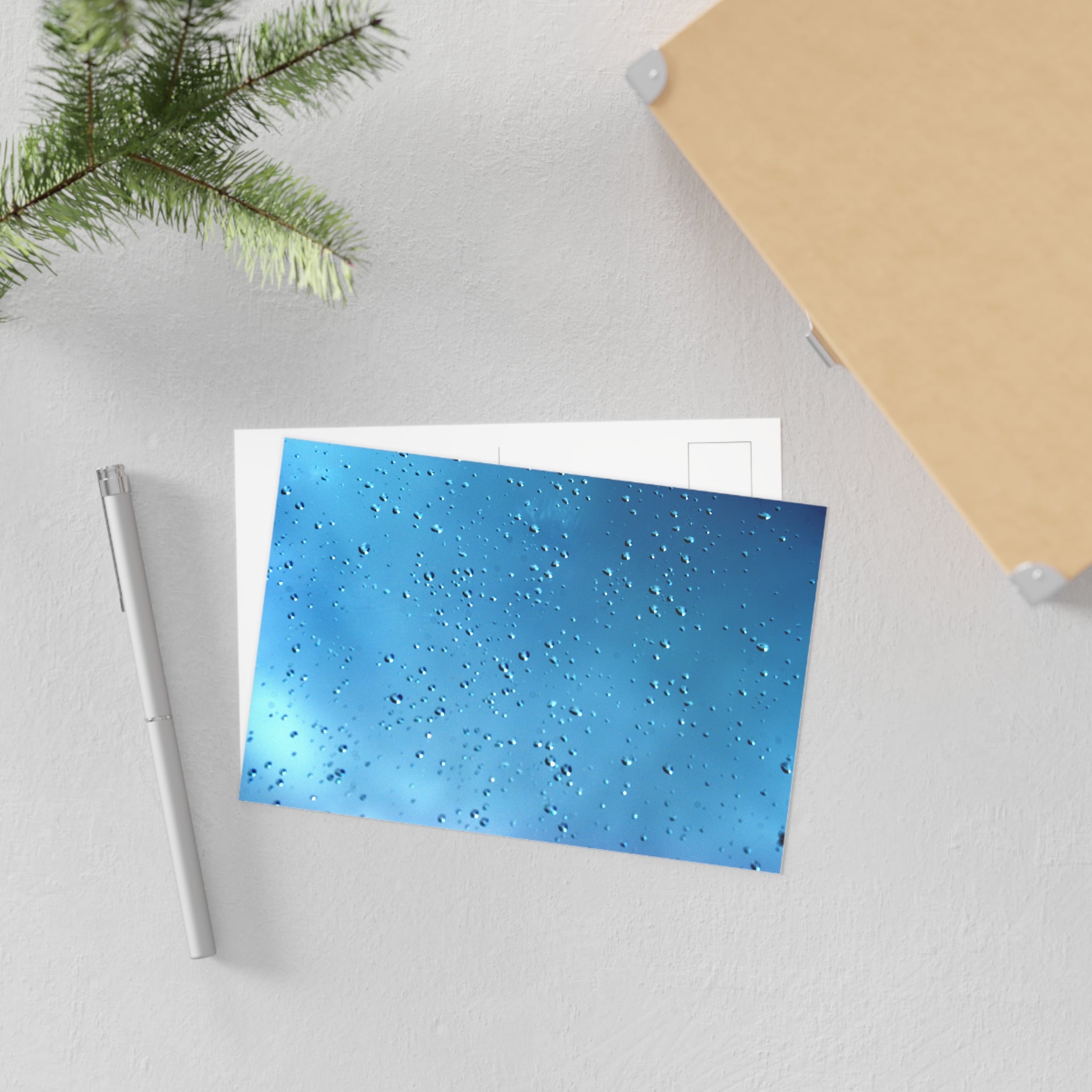 Blue Raindrops Fine Art Postcard — Original Nature Photography