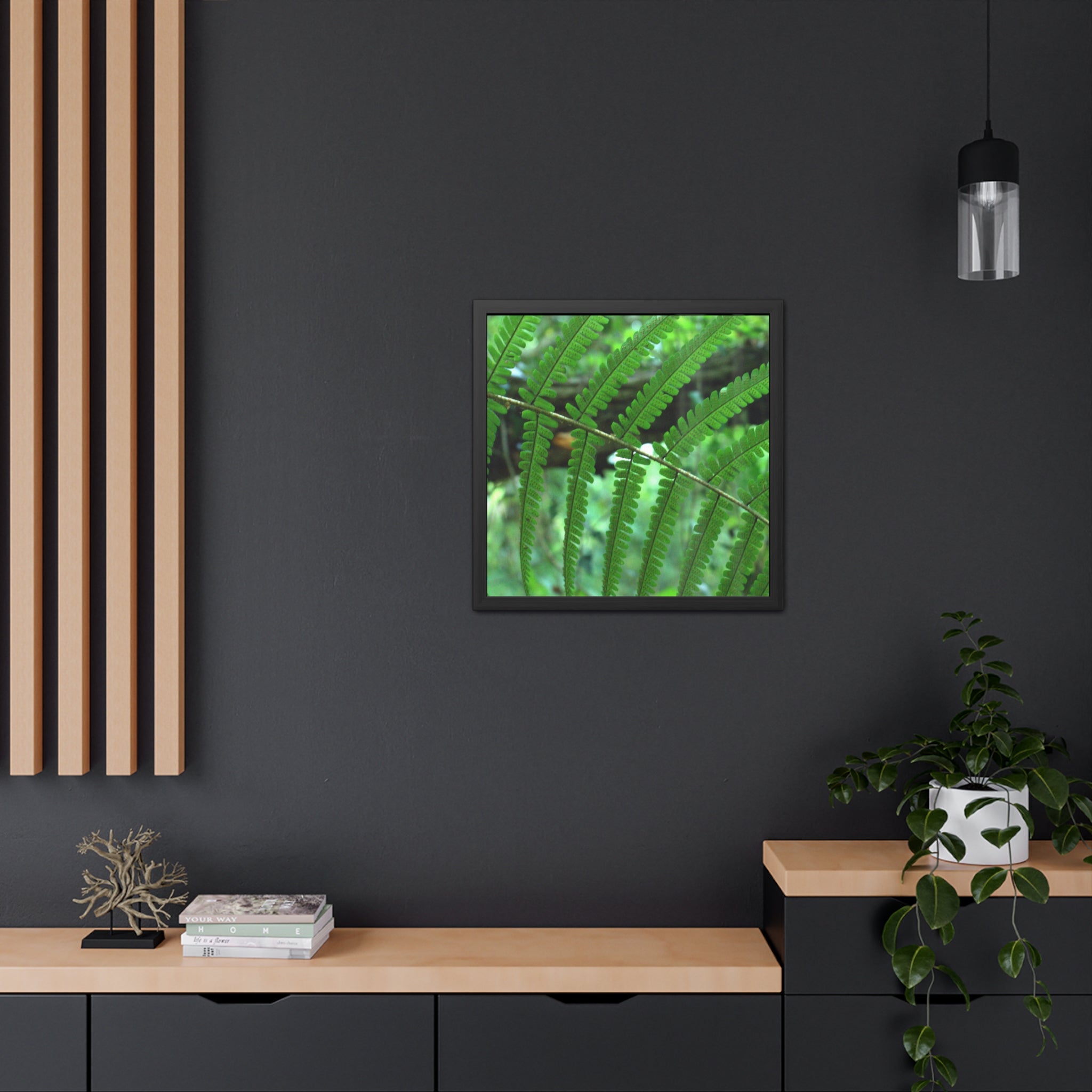 Green Fern Framed Poster — Original Botanical Photography