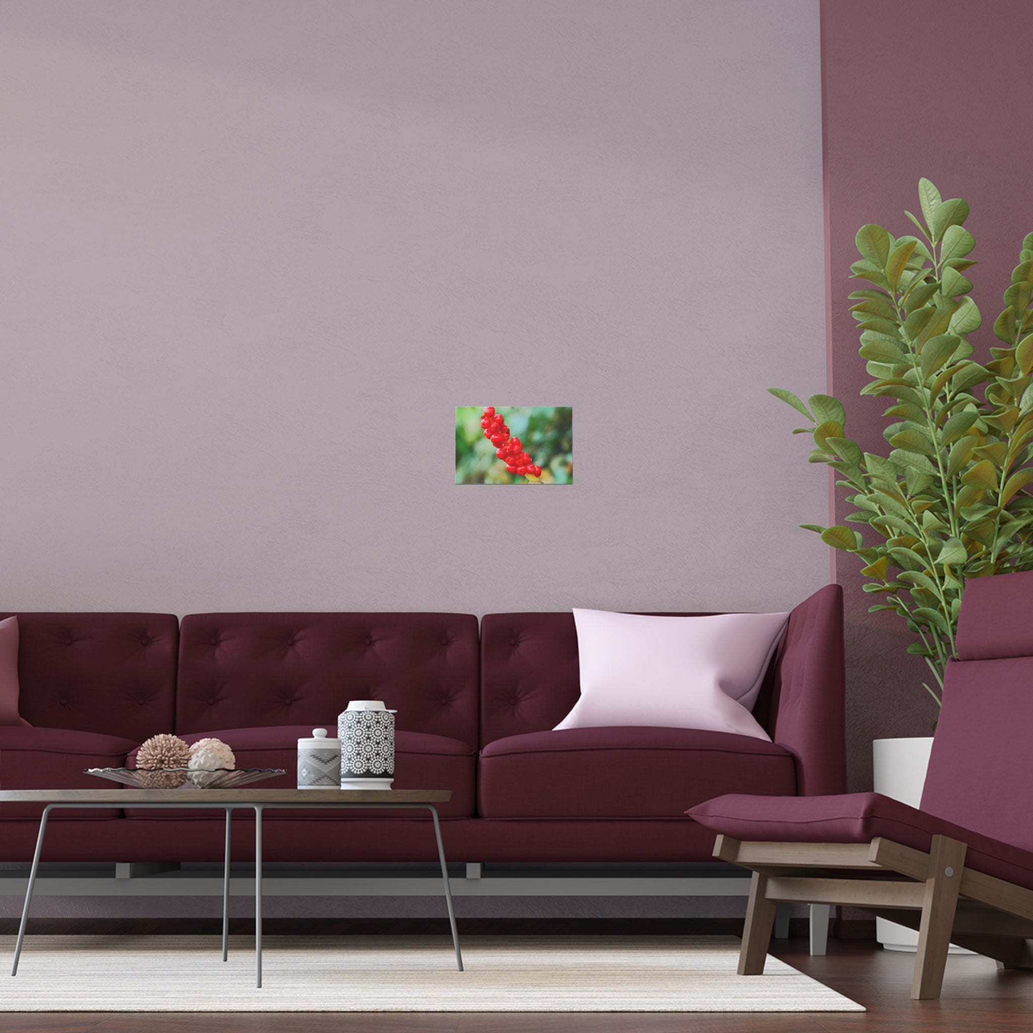 Red berry botanical nature photography silk poster — Nature Noticed