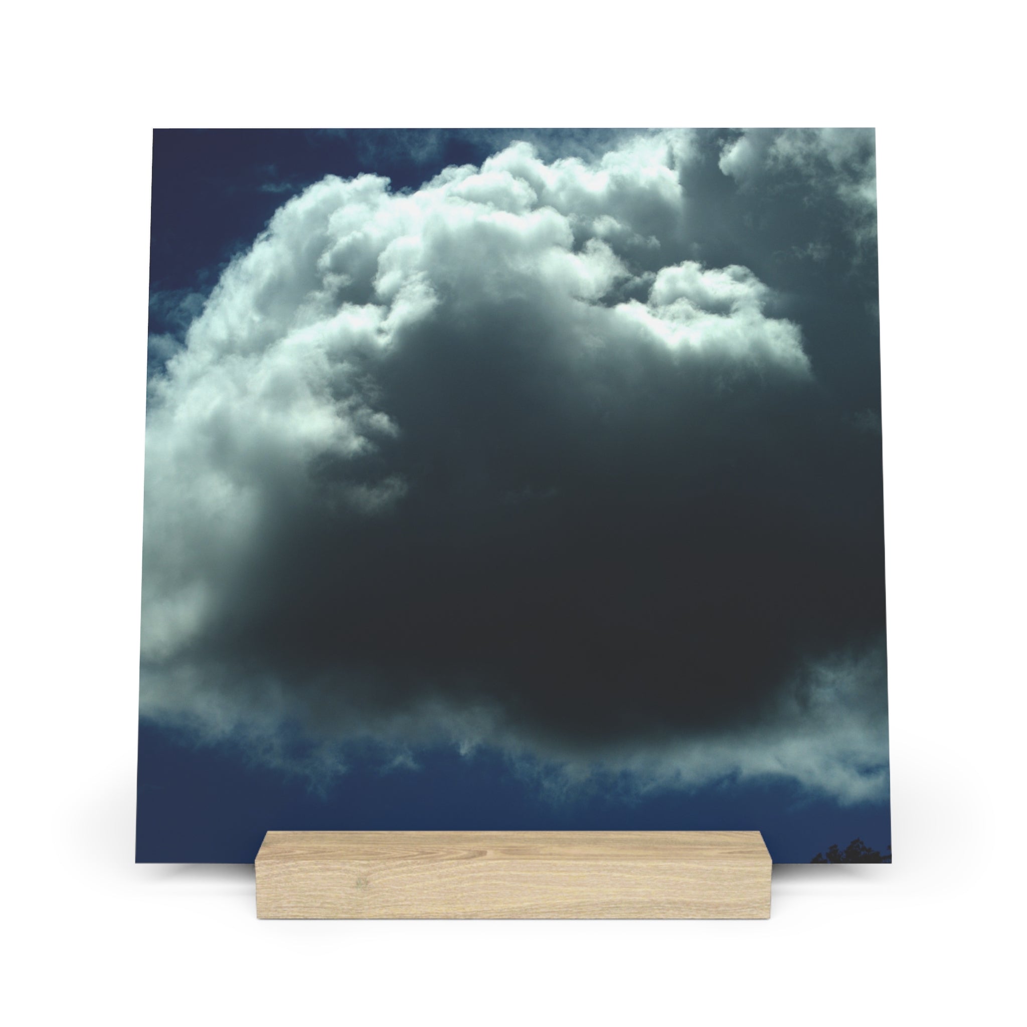 Dramatic Cloudscape gallery board with oak stand