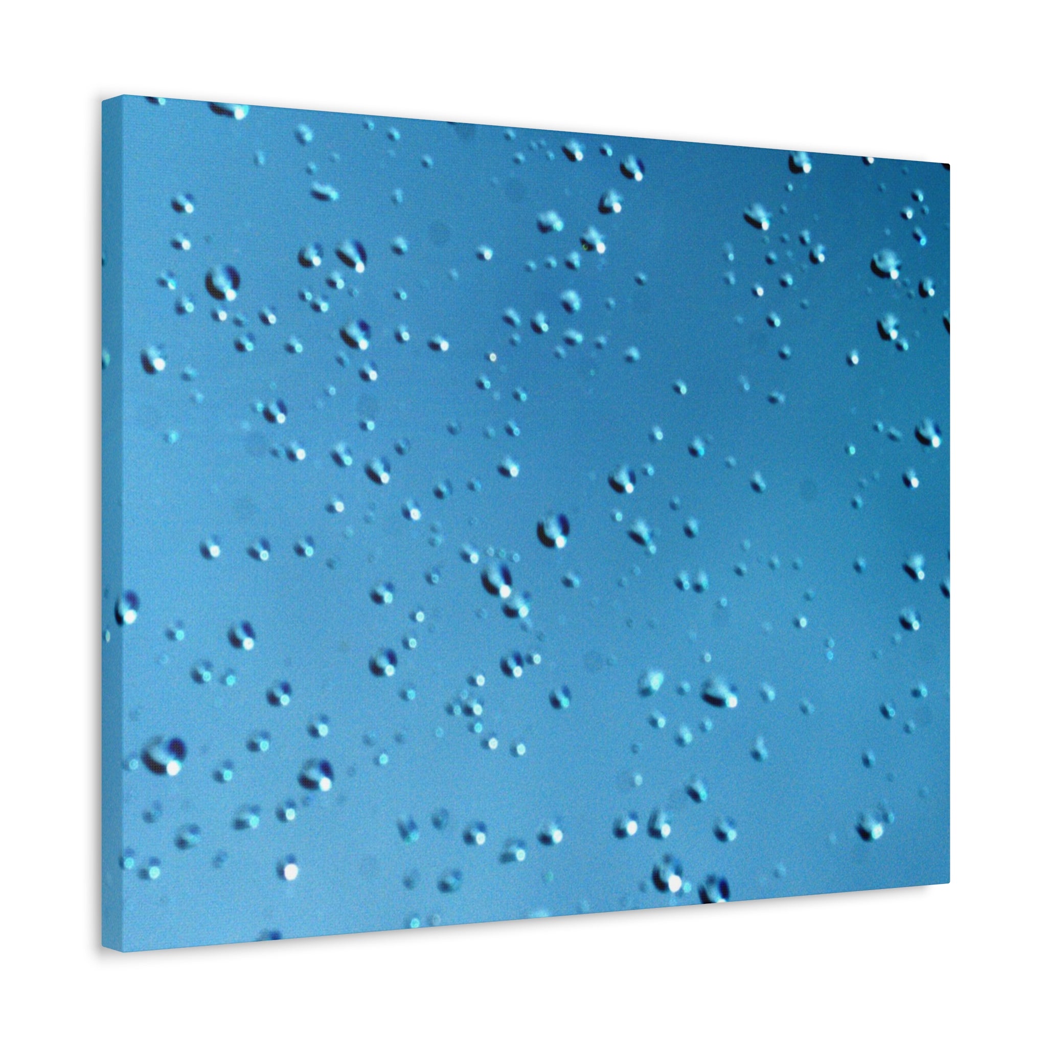 Blue Raindrops Stretched Canvas — Original Nature Photography