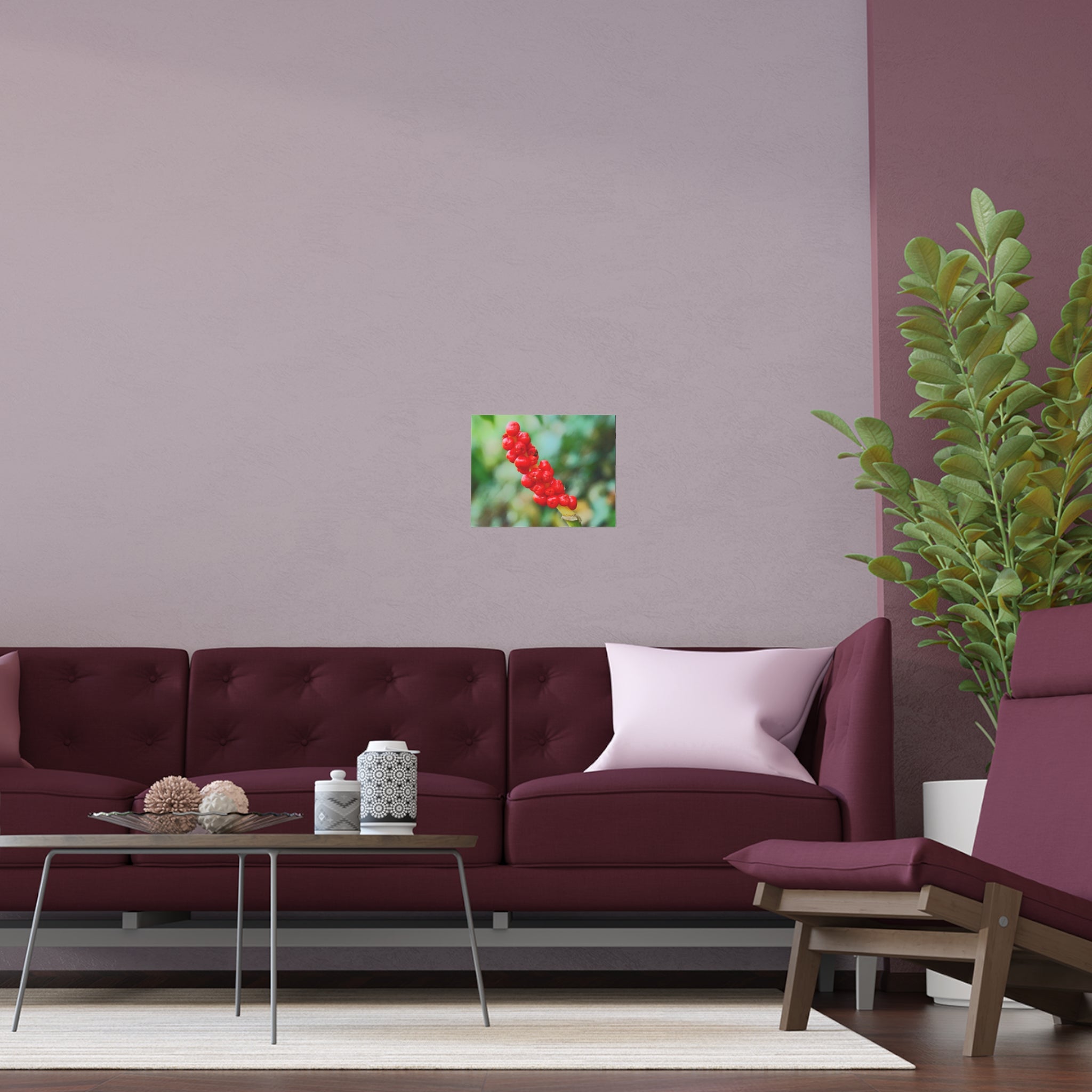 Red berry botanical nature photography silk poster — Nature Noticed