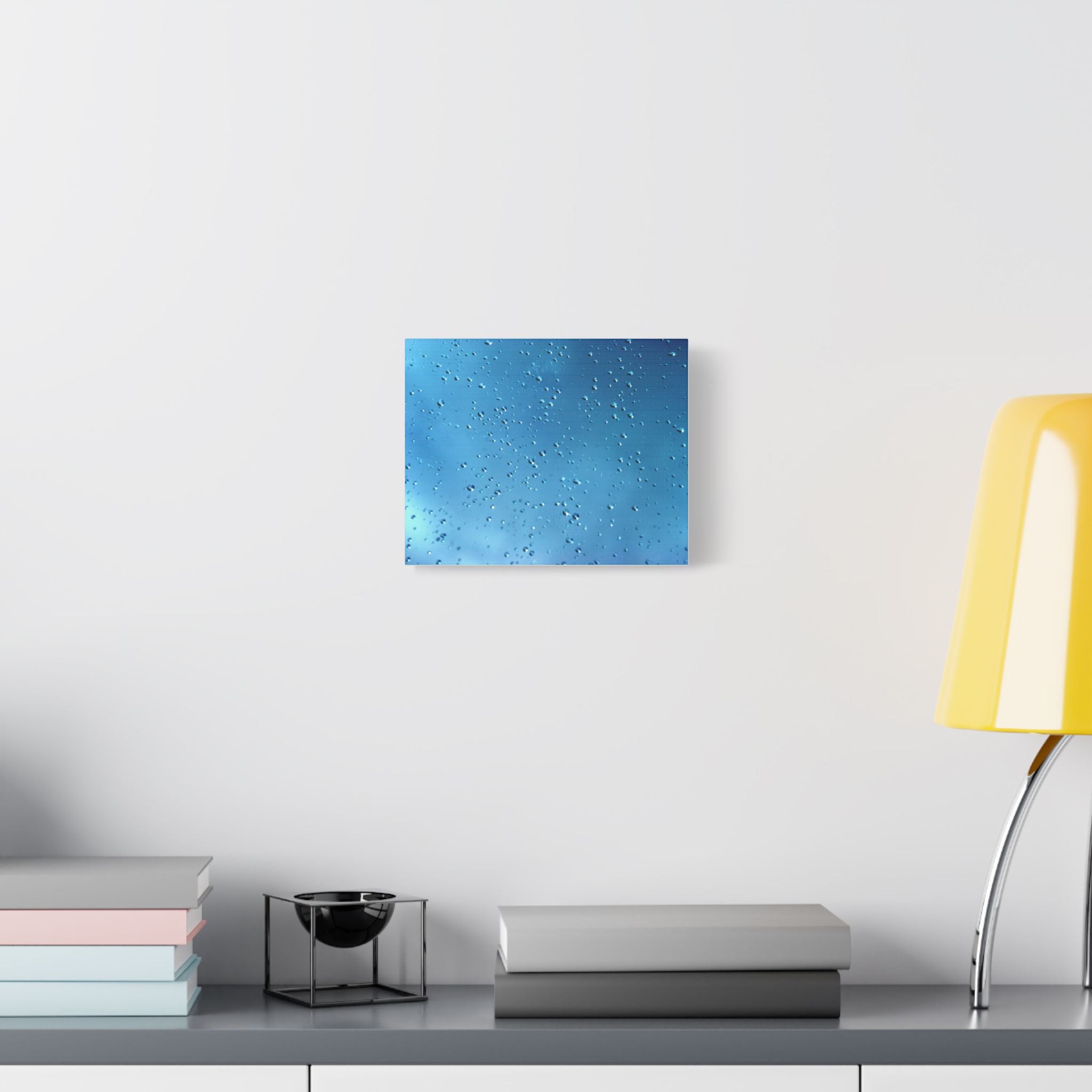 Blue Raindrops Satin Stretched Canvas — Original Nature Photography