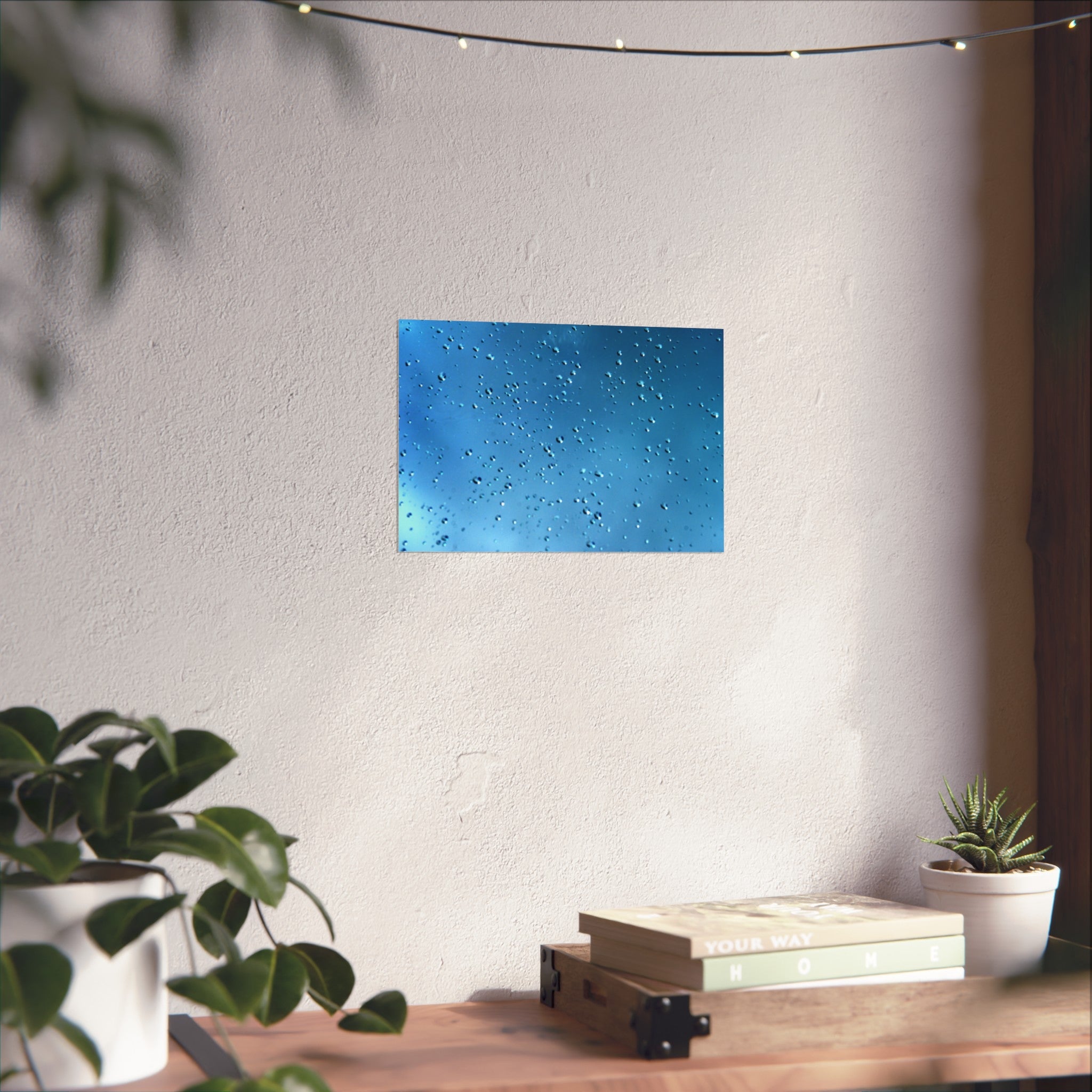 Blue Raindrops Fine Art Poster — Original Nature Photography