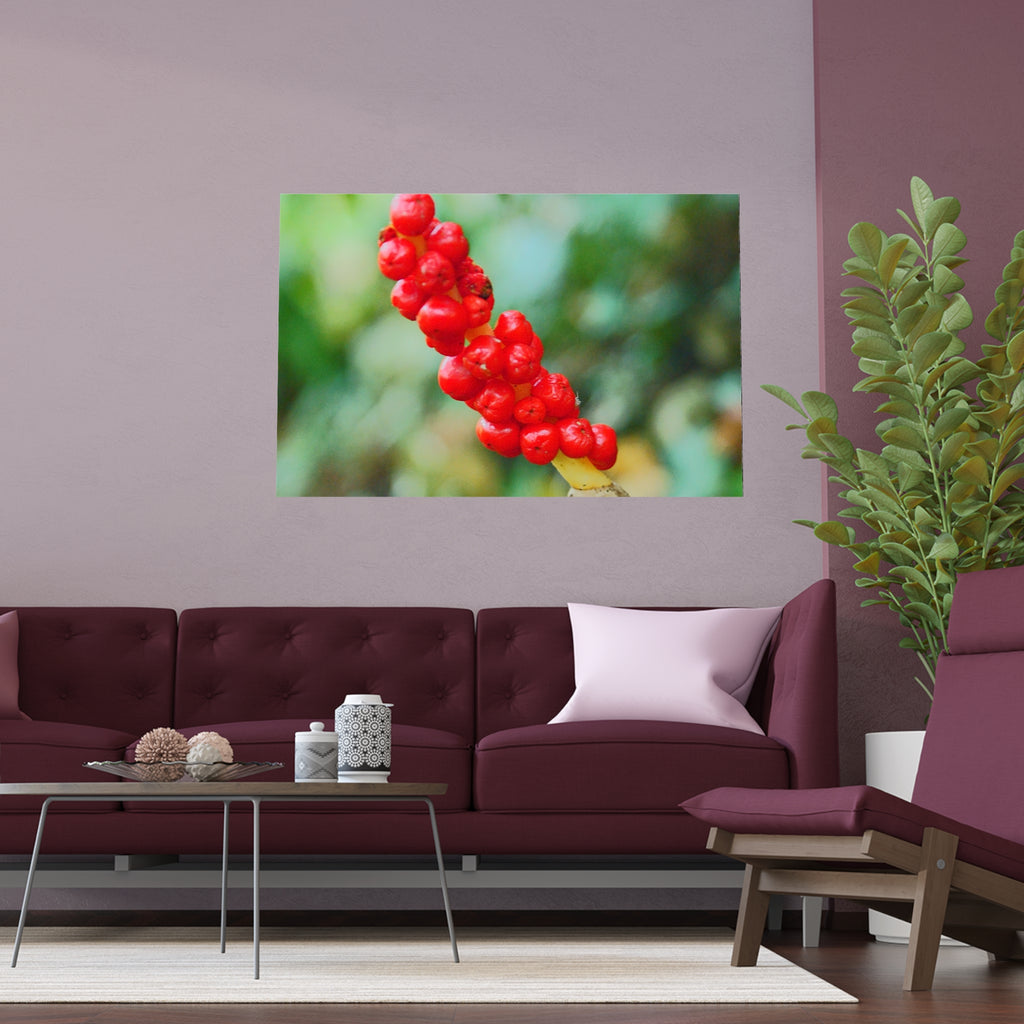 Red berry botanical nature photography silk poster — Nature Noticed