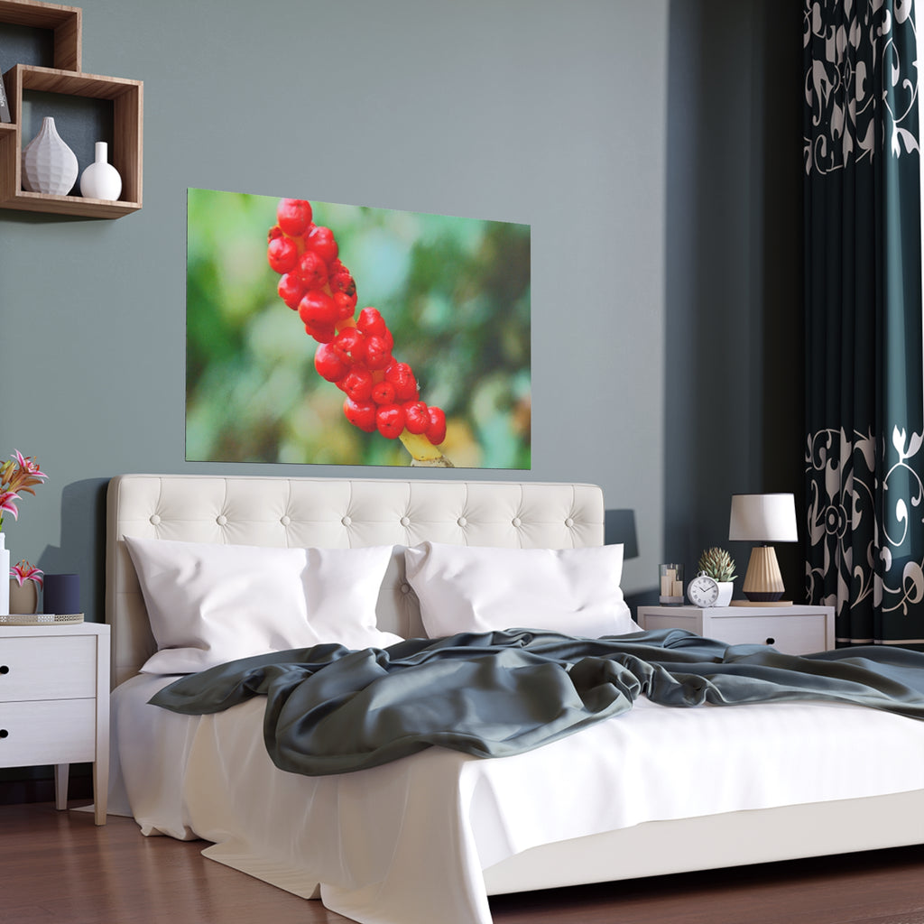 Red berry botanical nature photography silk poster — Nature Noticed