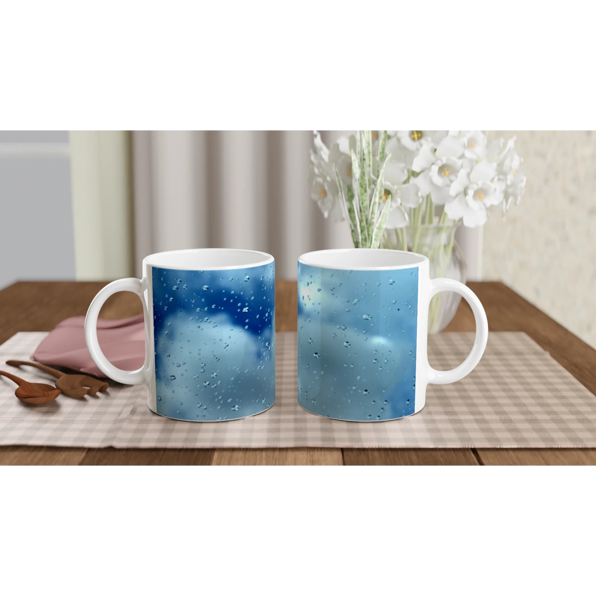 Blue Raindrop nature photography mug — Nature Noticed product mockup